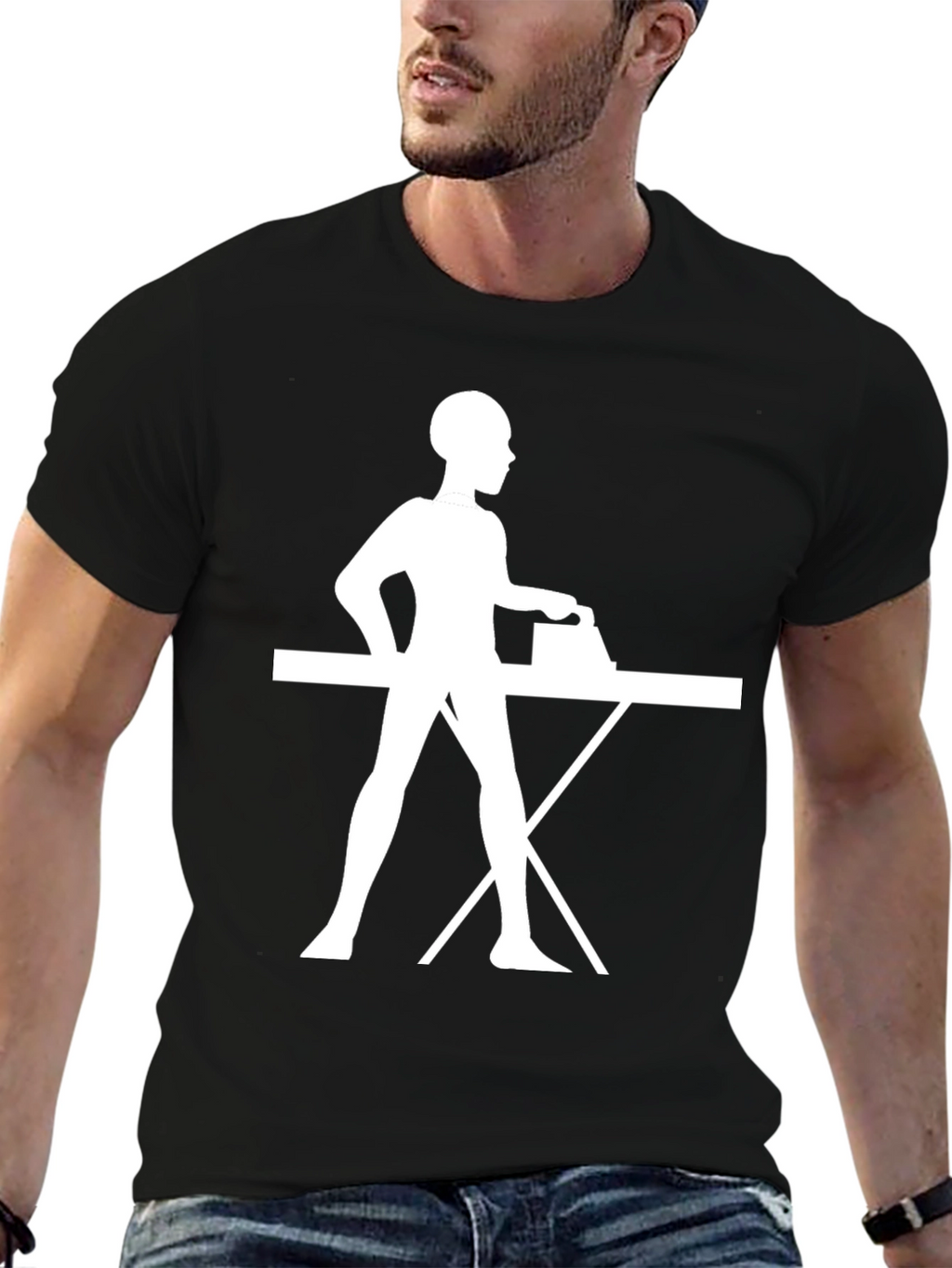 Ironing Woman Graphic Black T-Shirt