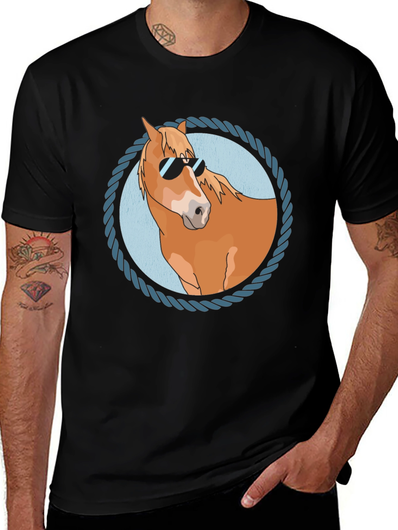Cool Horse Graphic Tee - Black