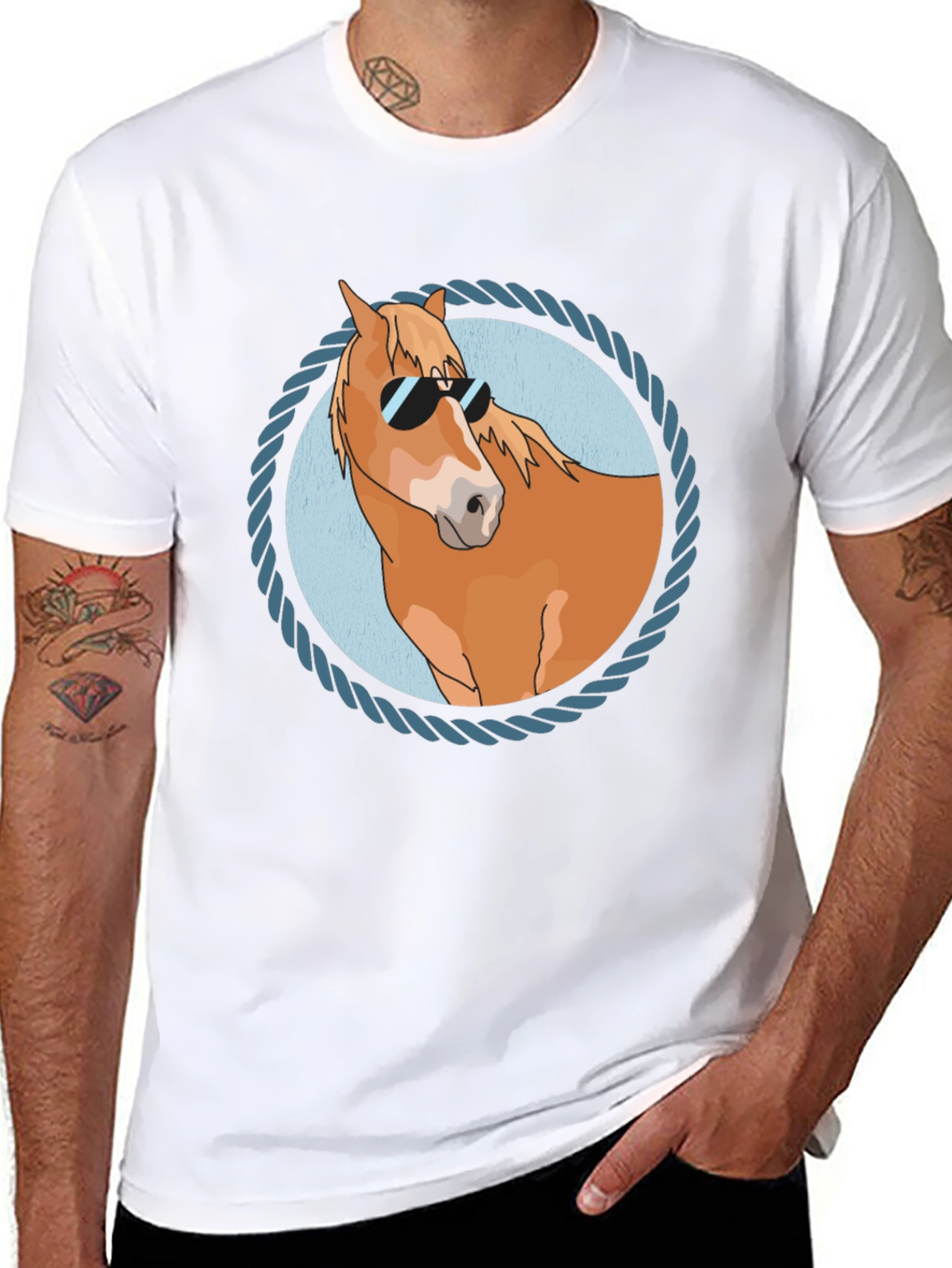 Cool Horse Graphic Tee - Black