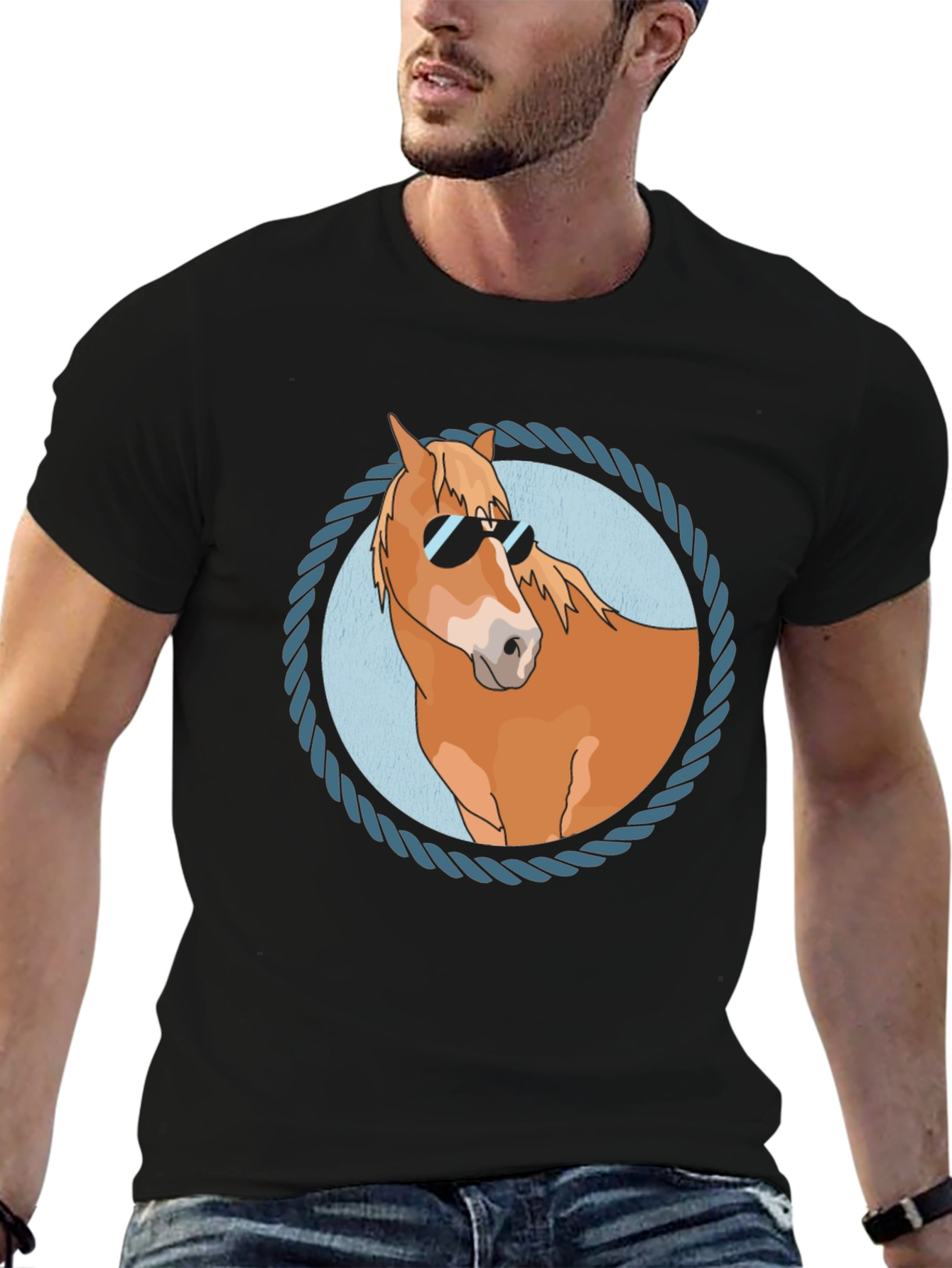 Cool Horse Graphic Tee - Black