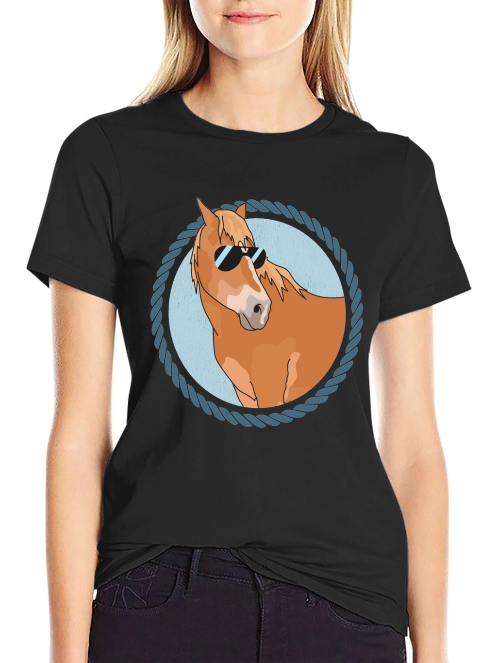 Cool Horse Graphic Tee - Black