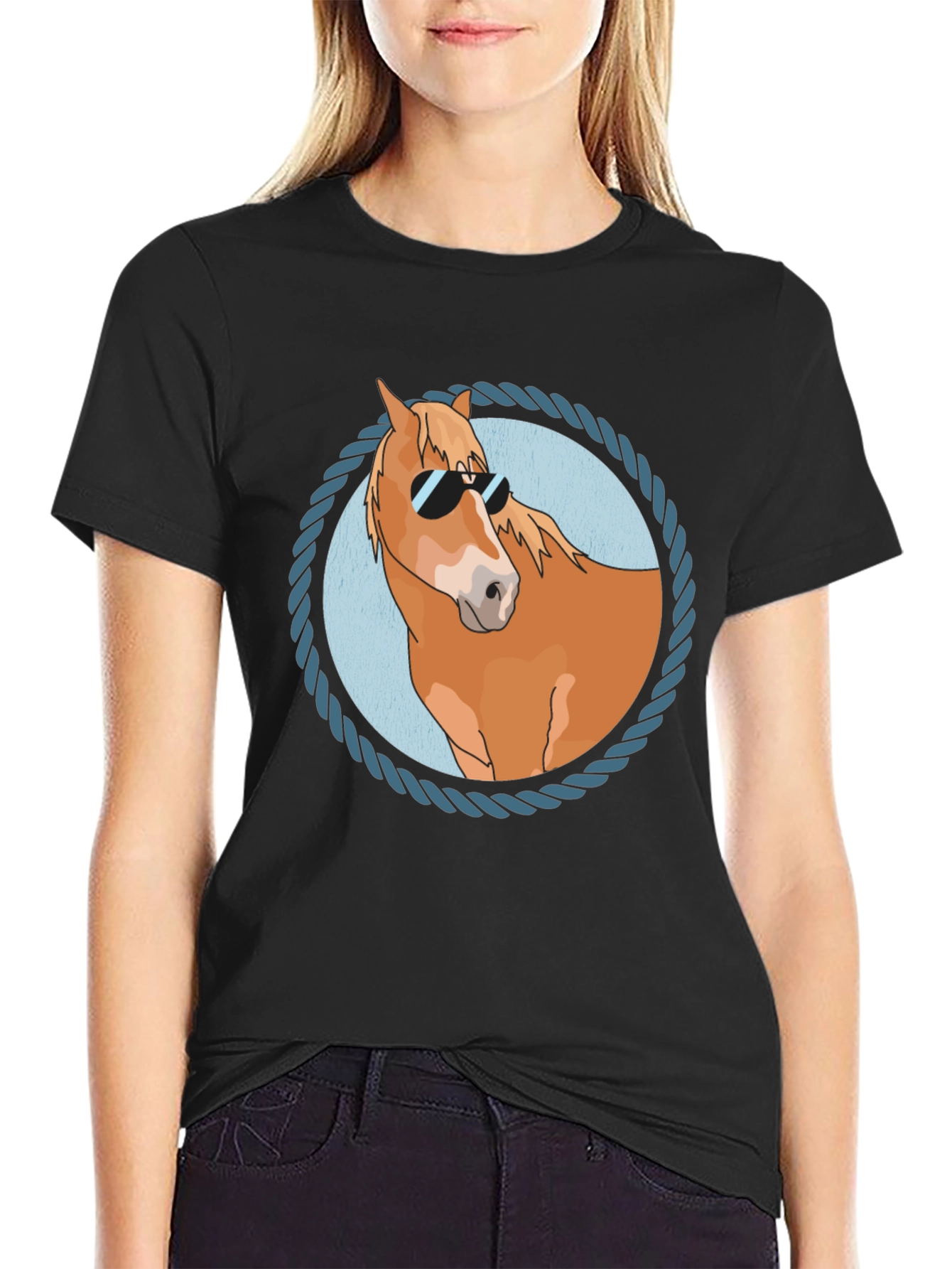 Cool Horse Graphic Tee - Black