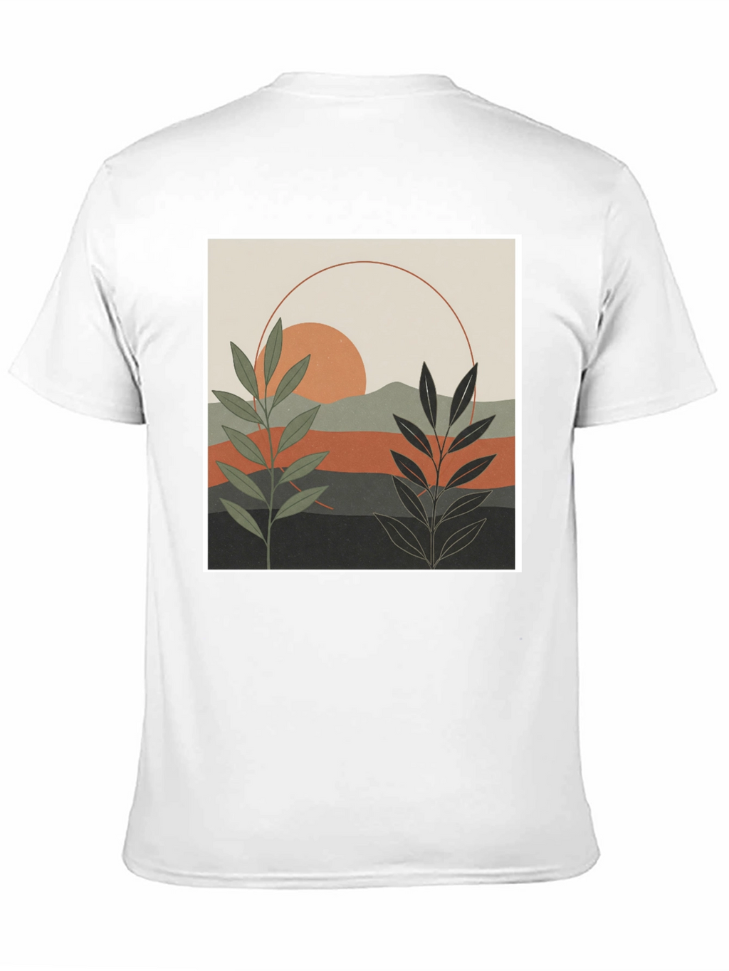 Botanical Sunset Graphic Tee - Modern Nature Shirt