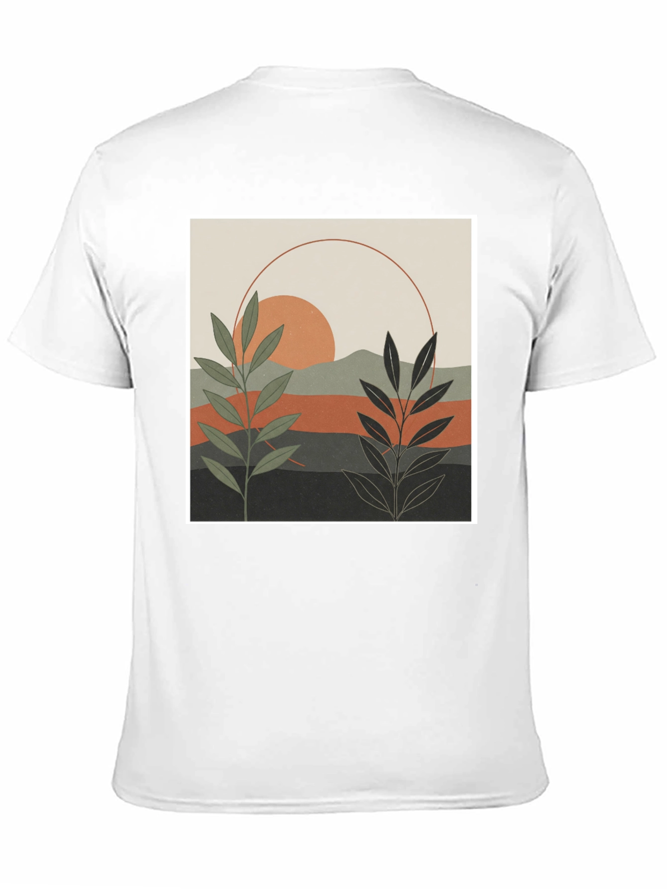 Botanical Sunset Graphic Tee - Modern Nature Shirt