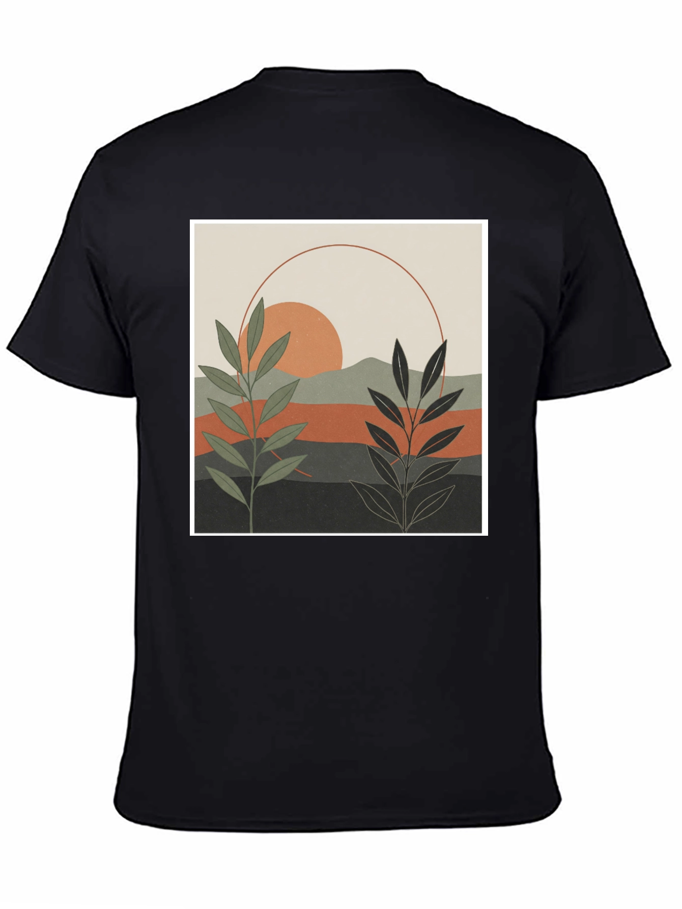 Botanical Sunset Graphic Tee - Modern Nature Shirt