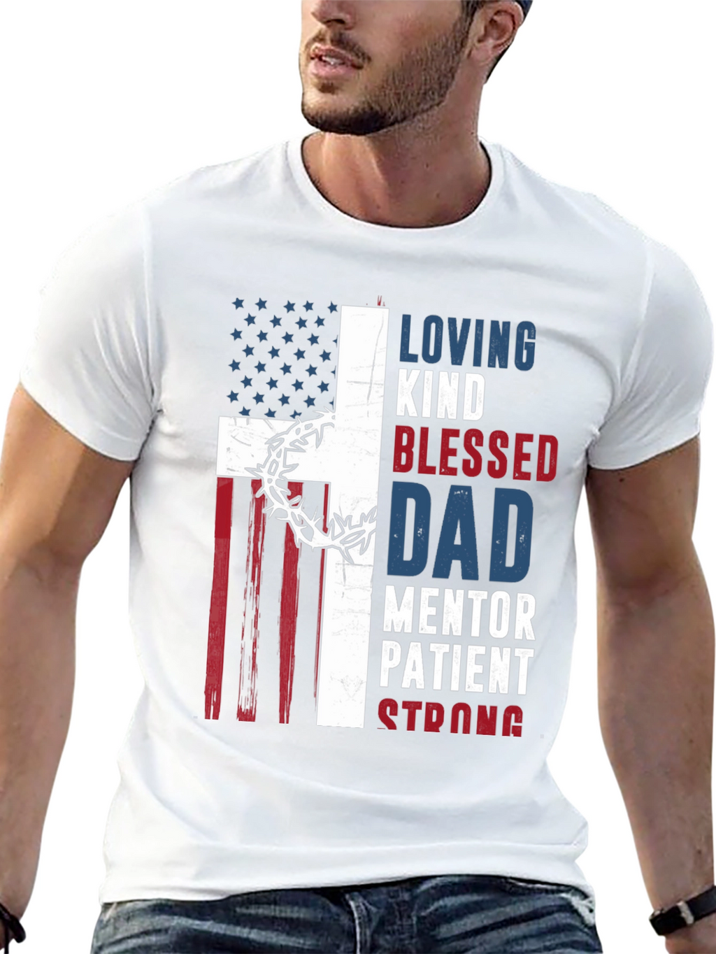 Patriotic Christian Dad Graphic T-Shirt