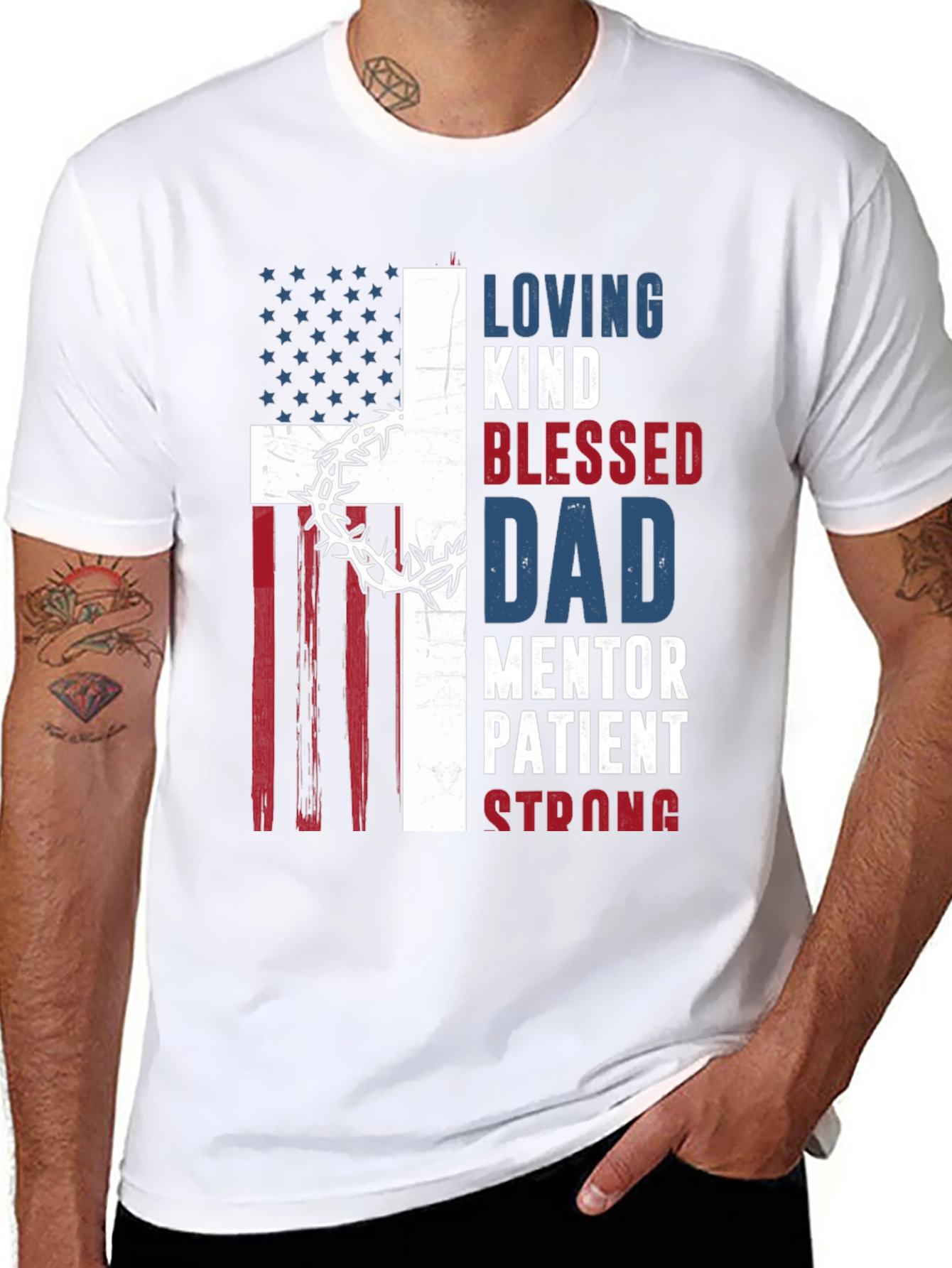 Patriotic Christian Dad Graphic T-Shirt