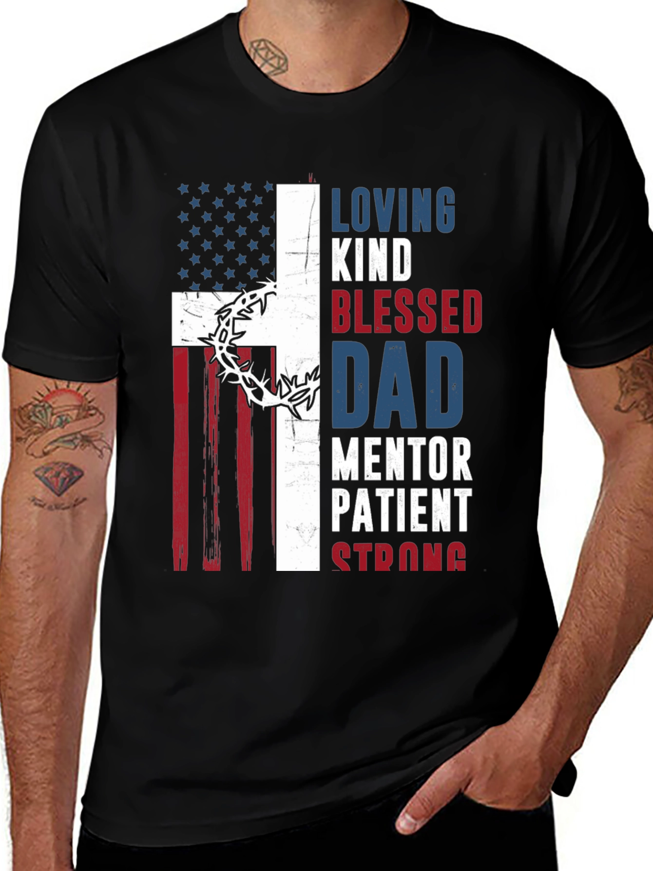 Patriotic Christian Dad Graphic T-Shirt