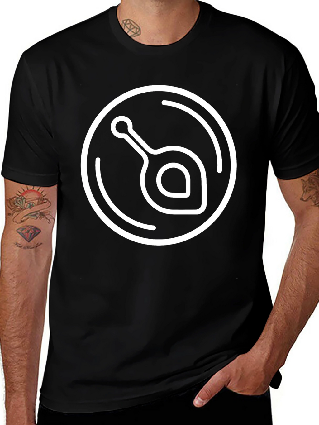 Stylish Black T-Shirt with Unique Graphic Design