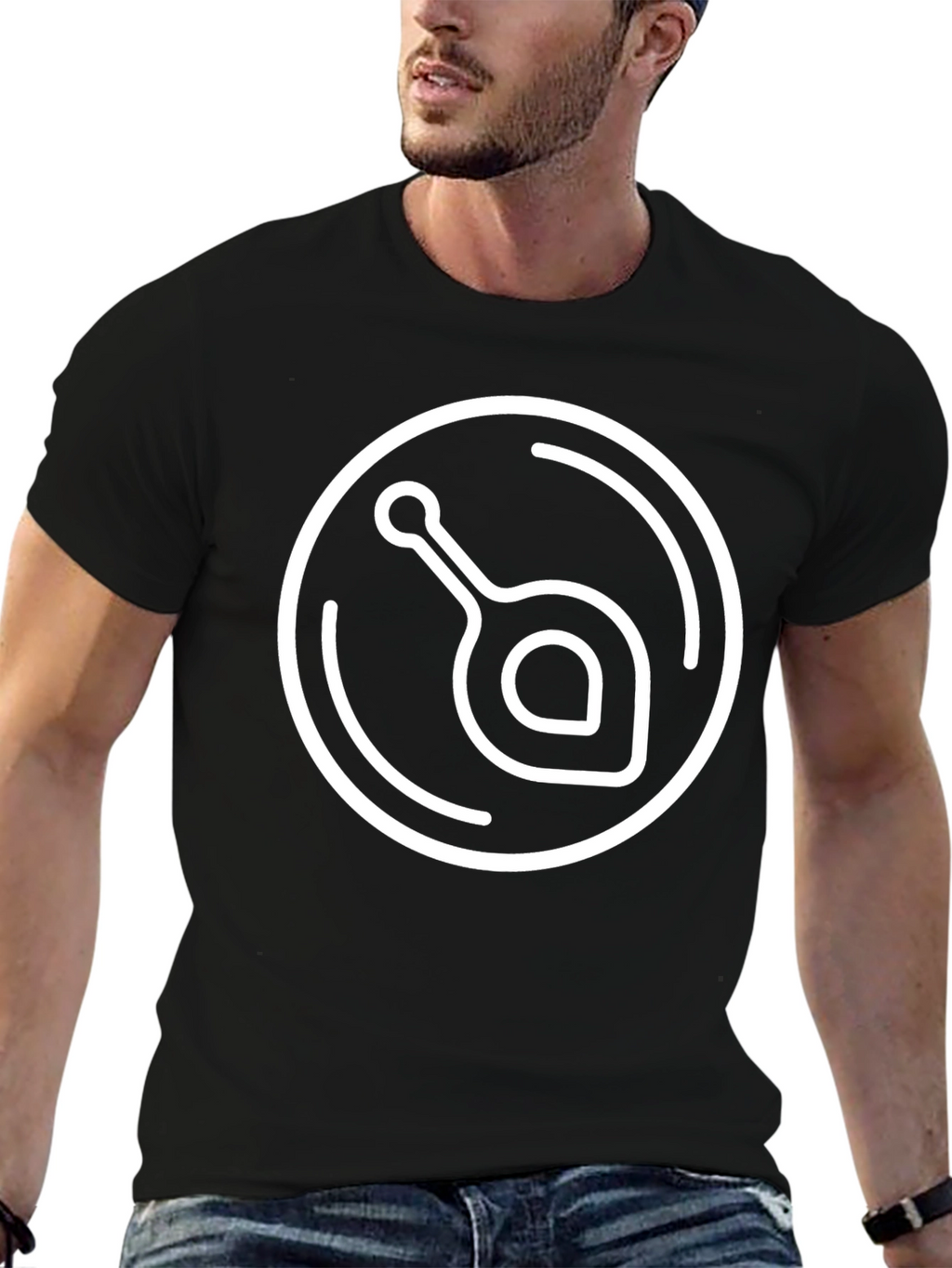 Stylish Black T-Shirt with Unique Graphic Design