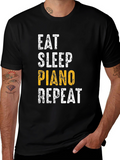 Eat Sleep Piano Repeat Black Graphic Tee