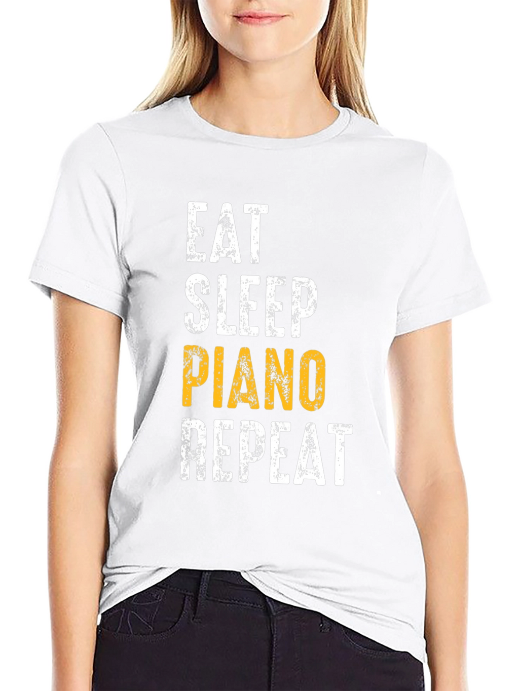 Eat Sleep Piano Repeat Black Graphic Tee