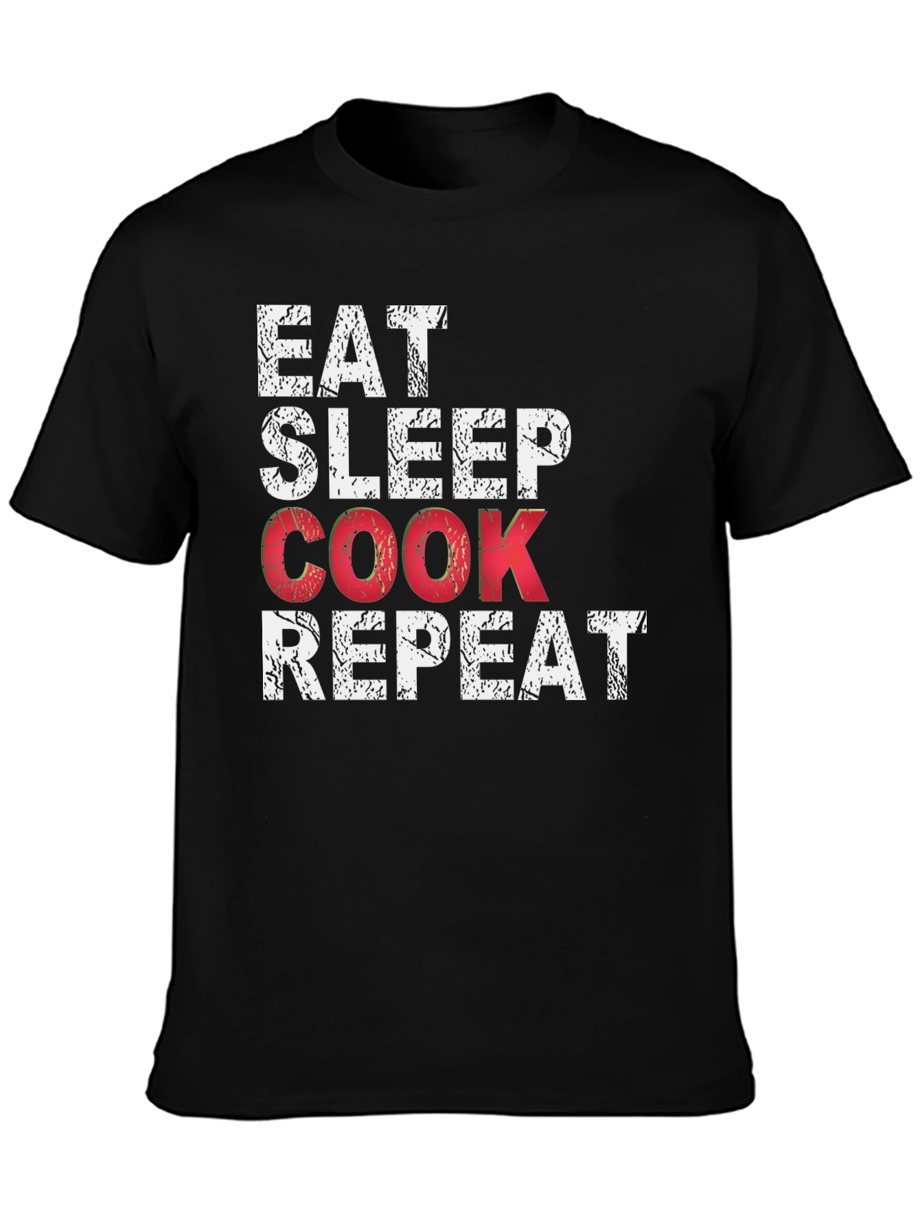 Eat Sleep Cook Repeat Black T-Shirt - Culinary Passion