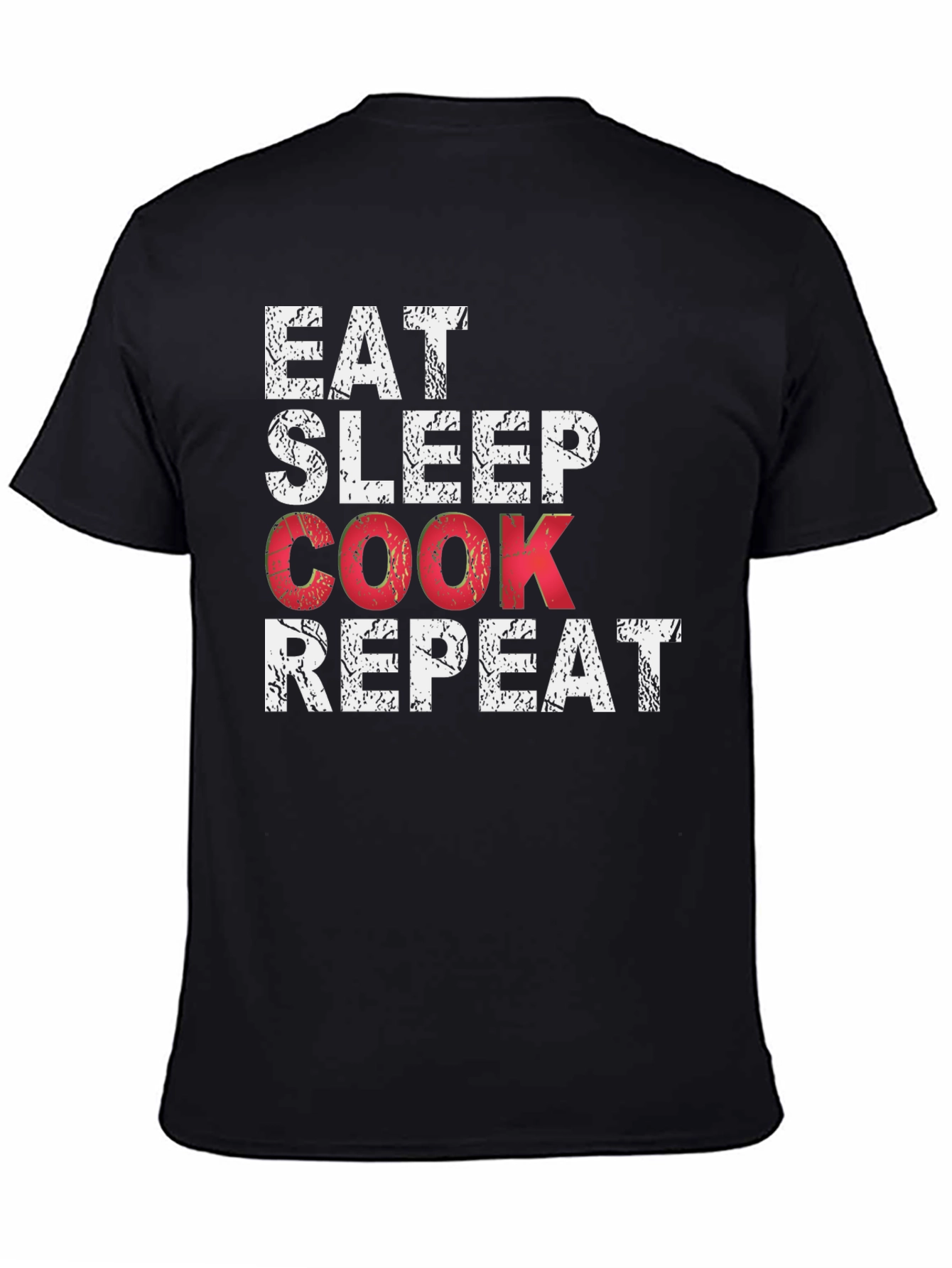 Eat Sleep Cook Repeat Black T-Shirt - Culinary Passion