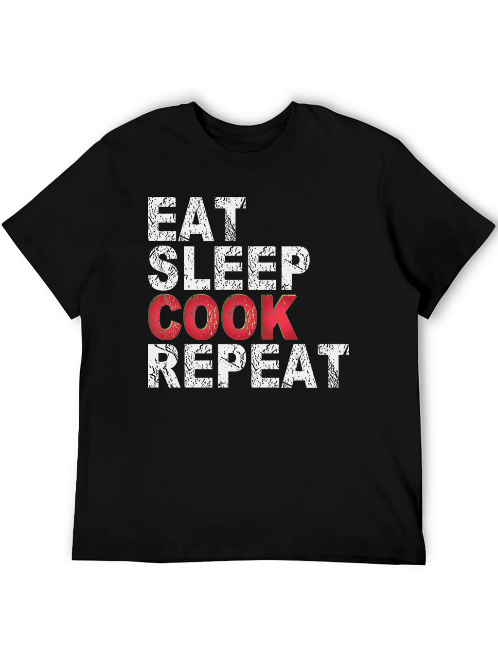 Eat Sleep Cook Repeat Black T-Shirt - Culinary Passion