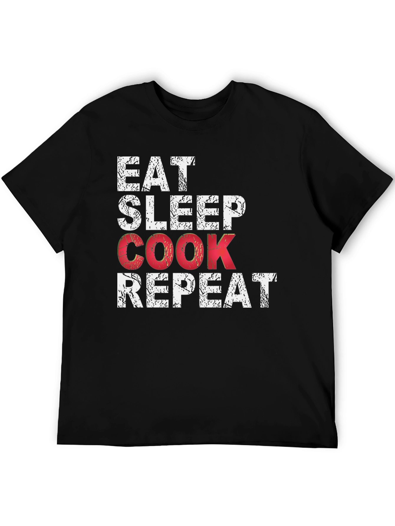 Eat Sleep Cook Repeat Black T-Shirt - Culinary Passion