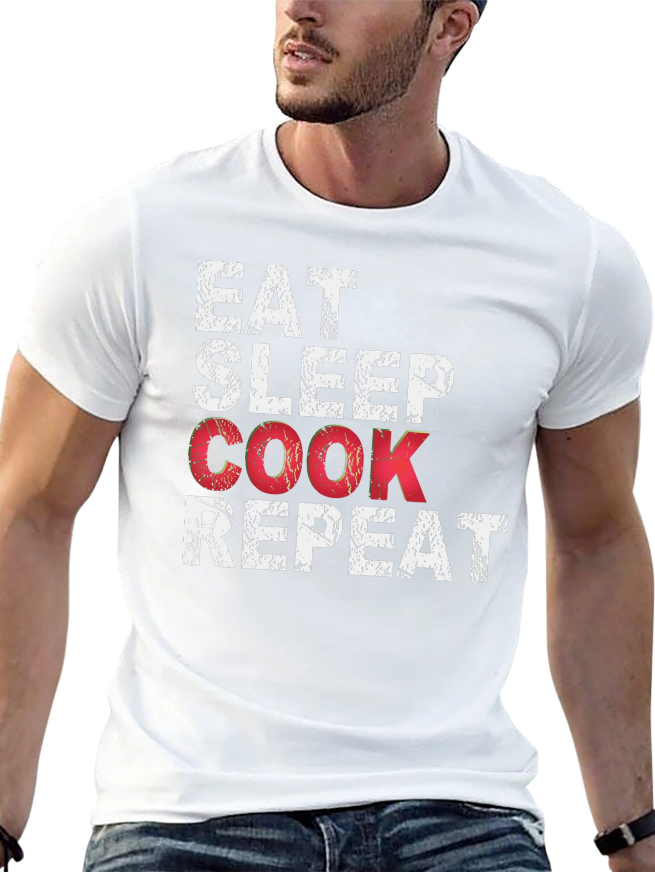 Eat Sleep Cook Repeat Black T-Shirt - Culinary Passion
