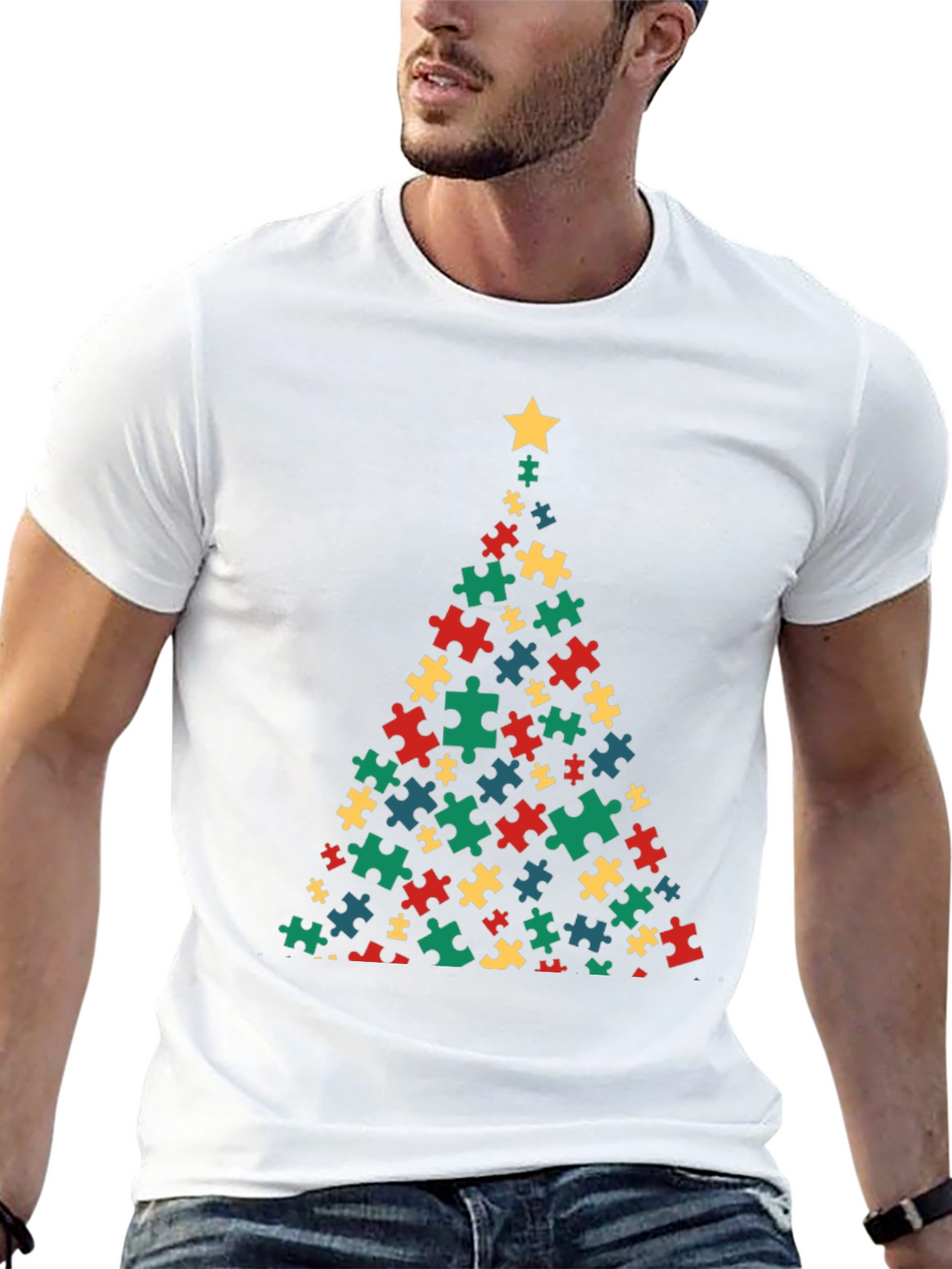 Puzzle Piece Christmas Tree T-Shirt