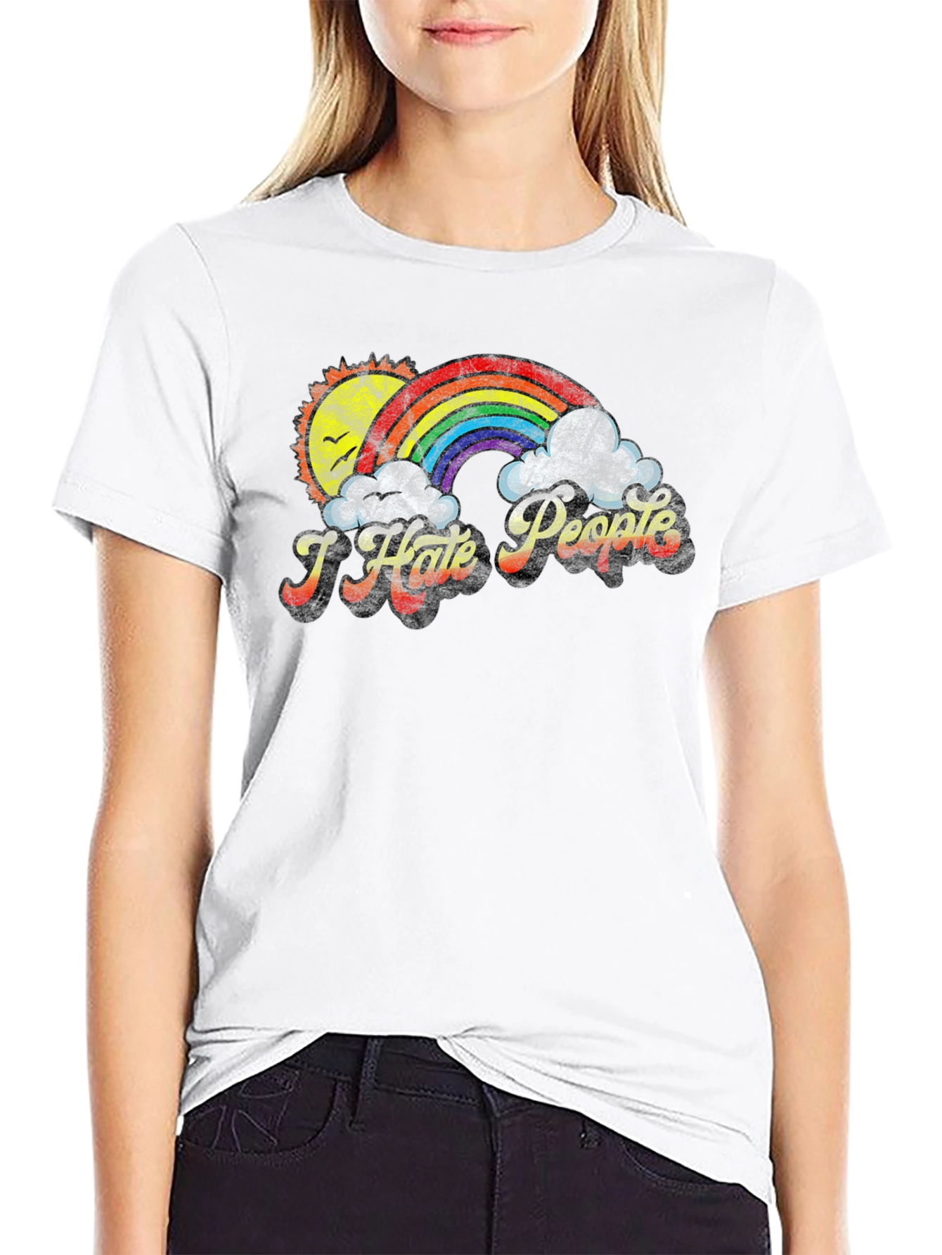 I Hate People Rainbow T-Shirt - Funny Graphic Tee