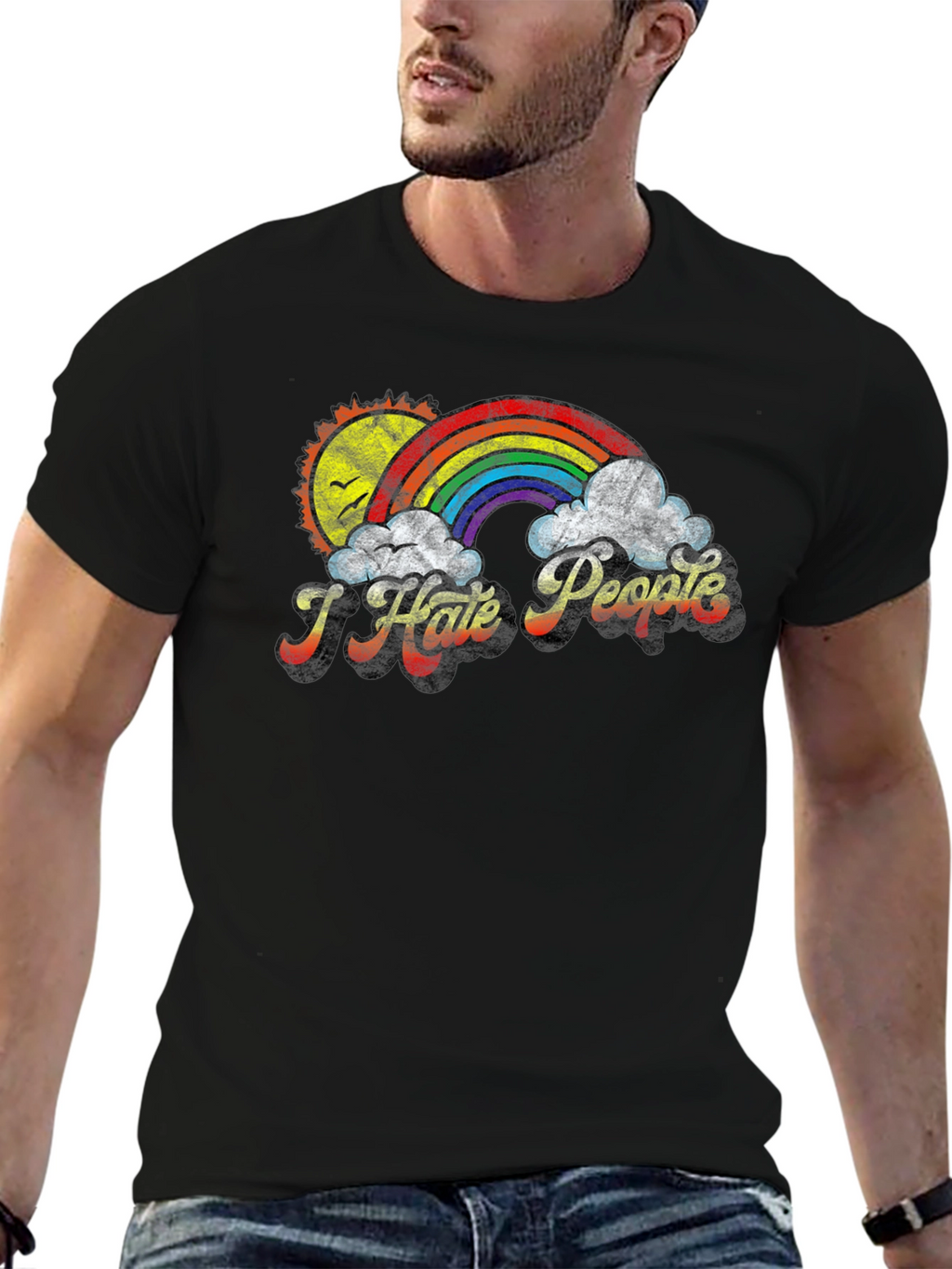 I Hate People Rainbow T-Shirt - Funny Graphic Tee