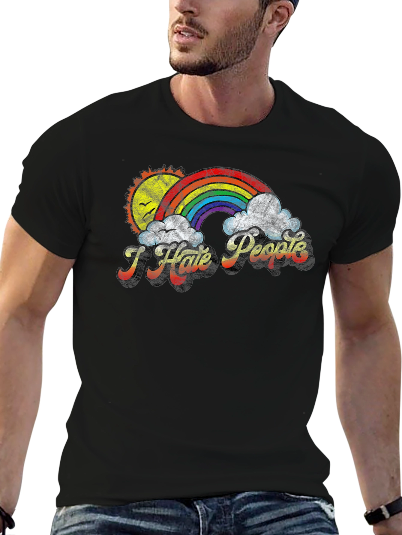 I Hate People Rainbow T-Shirt - Funny Graphic Tee