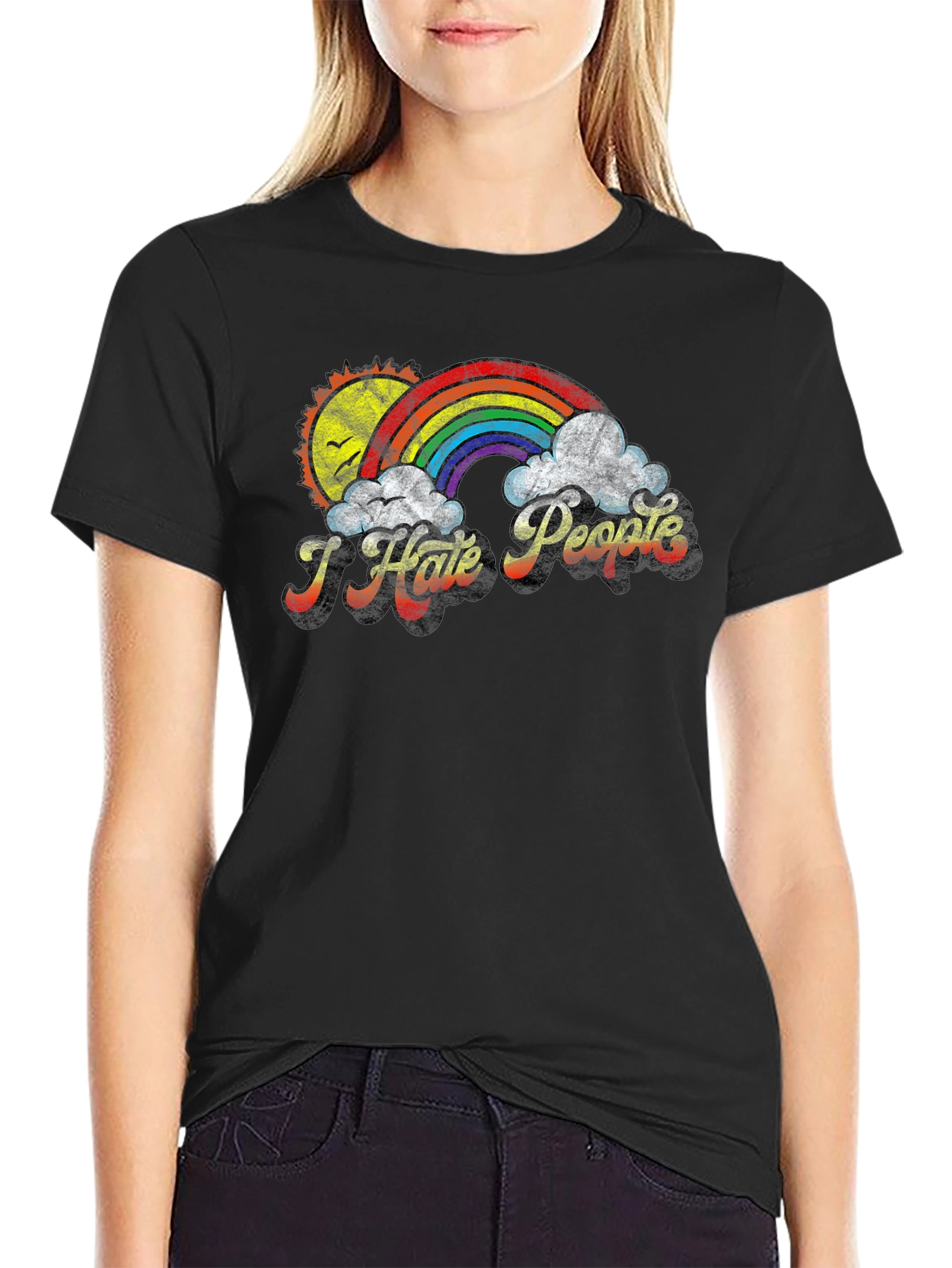 I Hate People Rainbow T-Shirt - Funny Graphic Tee