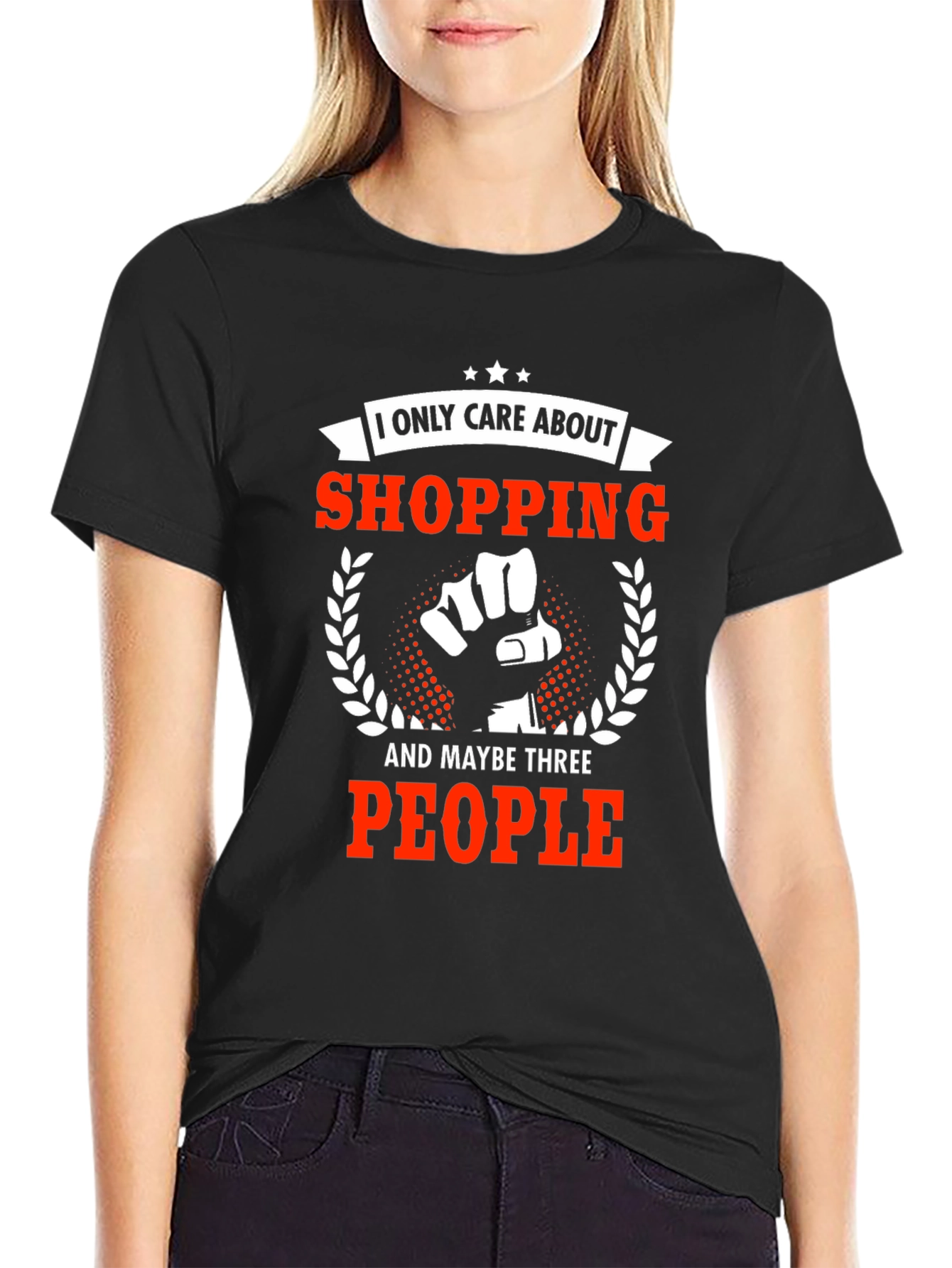 Funny Shopping T-Shirt - I Only Care About Shopping
