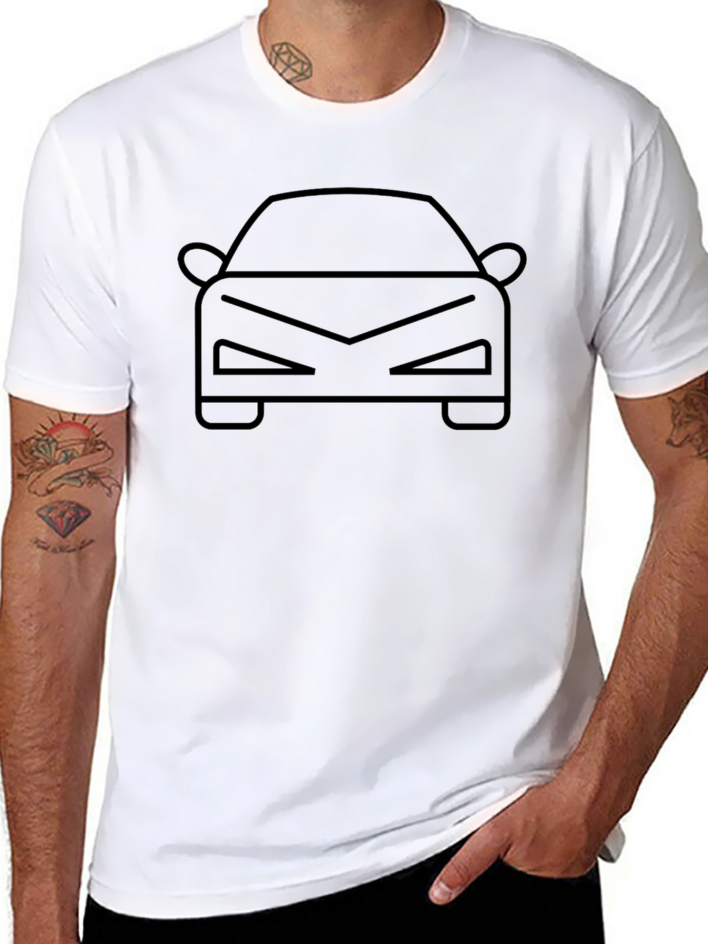 Cool Car Outline T-Shirt - Black
