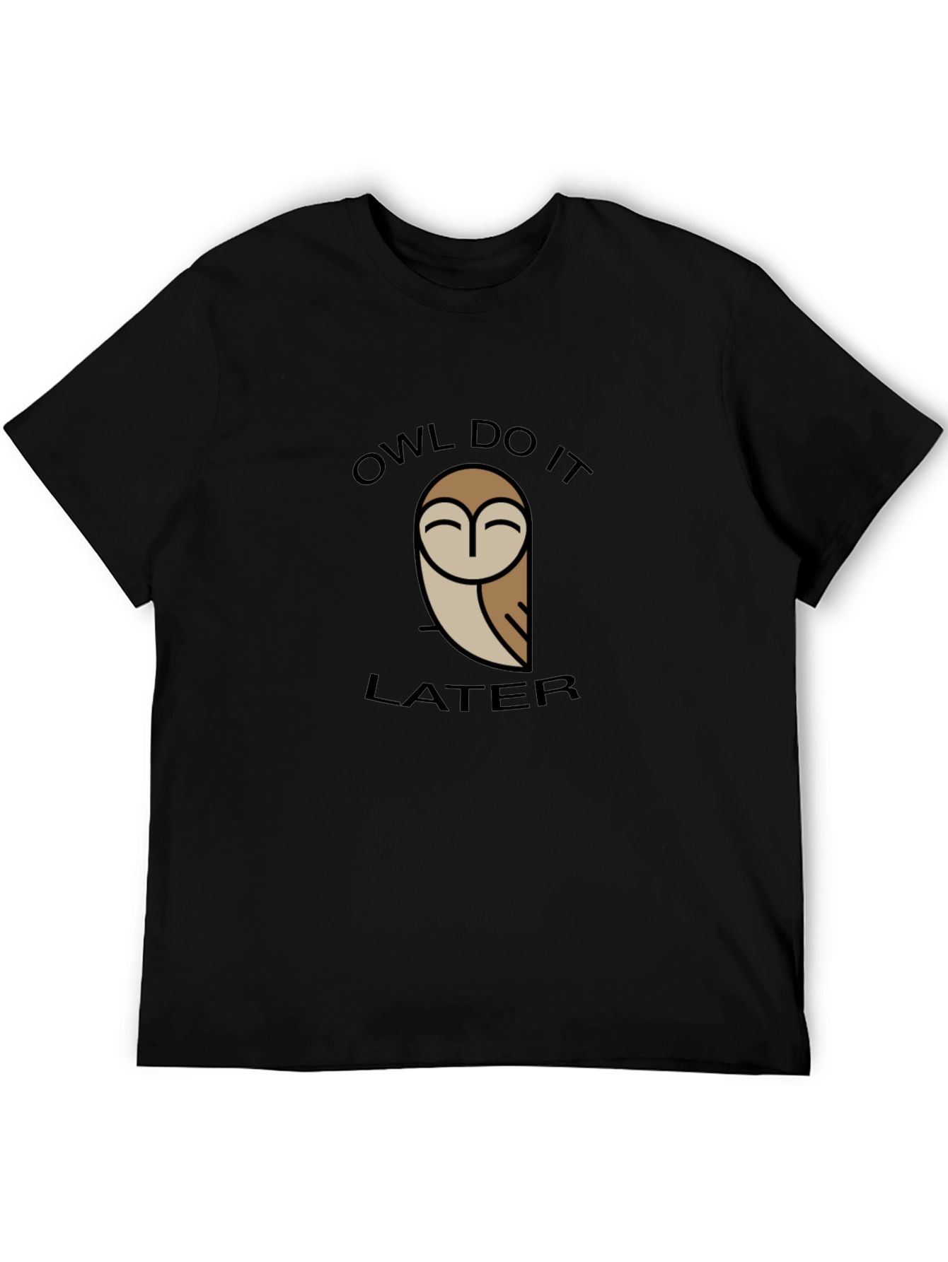 Owl Do It Later Graphic Tee - Black Cotton T-Shirt