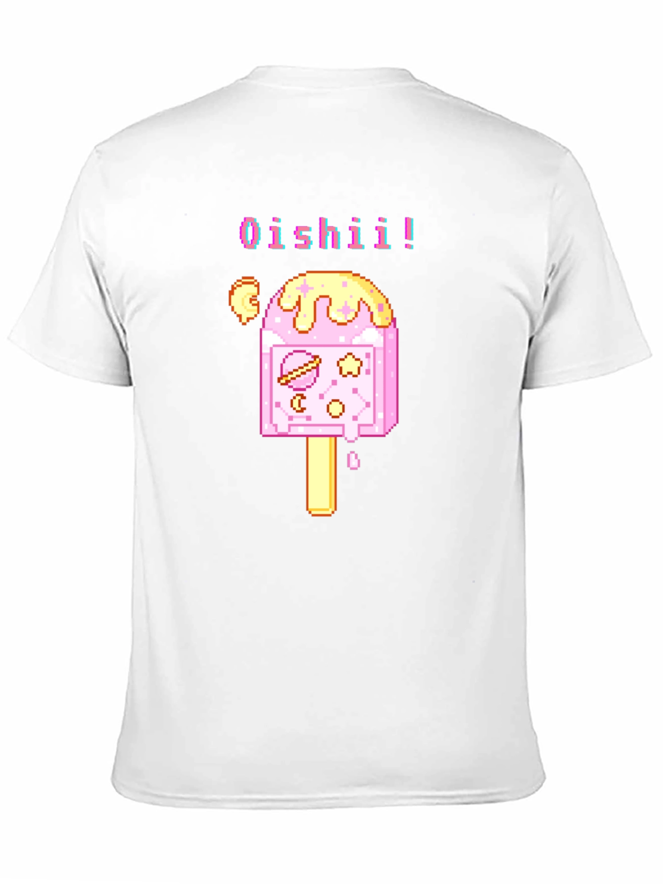 Oishii Pixel Art Ice Cream Black T-Shirt