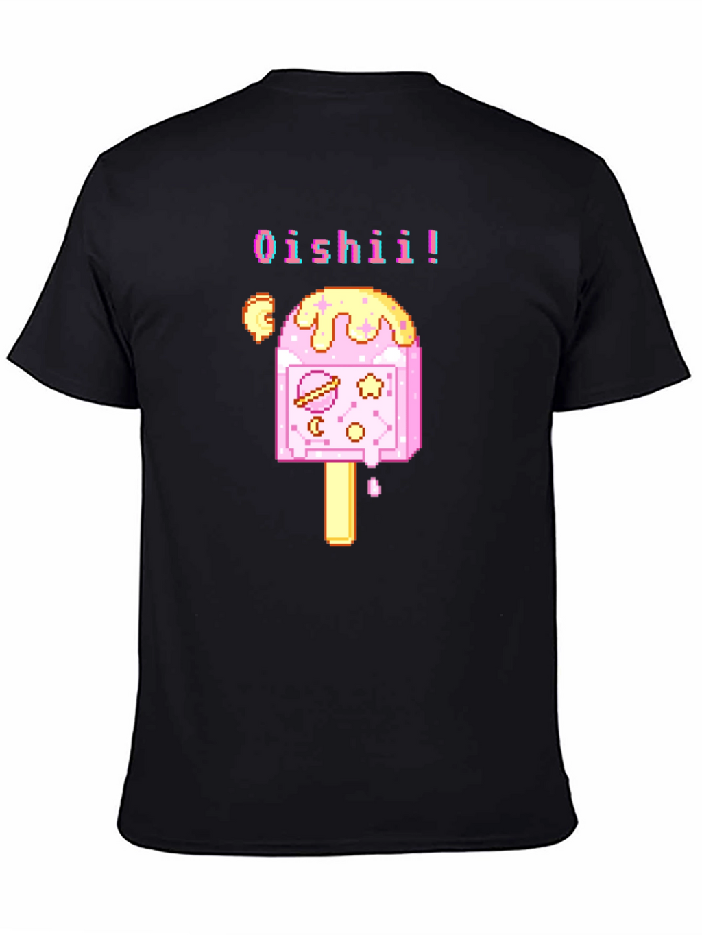 Oishii Pixel Art Ice Cream Black T-Shirt