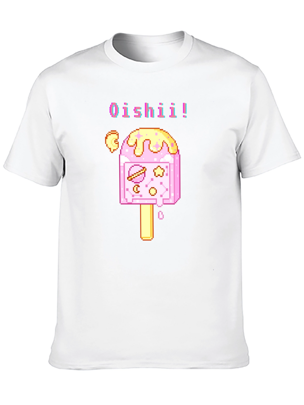 Oishii Pixel Art Ice Cream Black T-Shirt