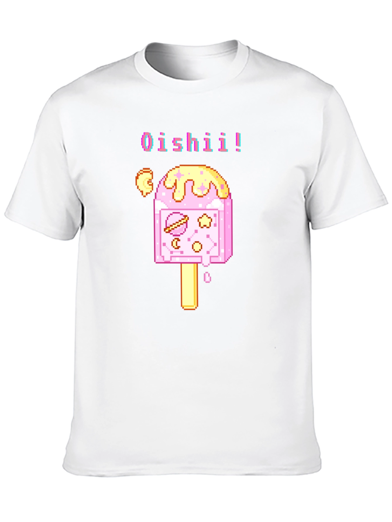 Oishii Pixel Art Ice Cream Black T-Shirt