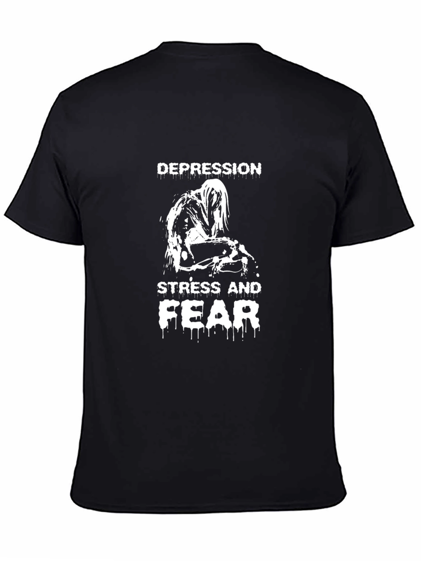 Depression Stress Fear Graphic Black T-Shirt