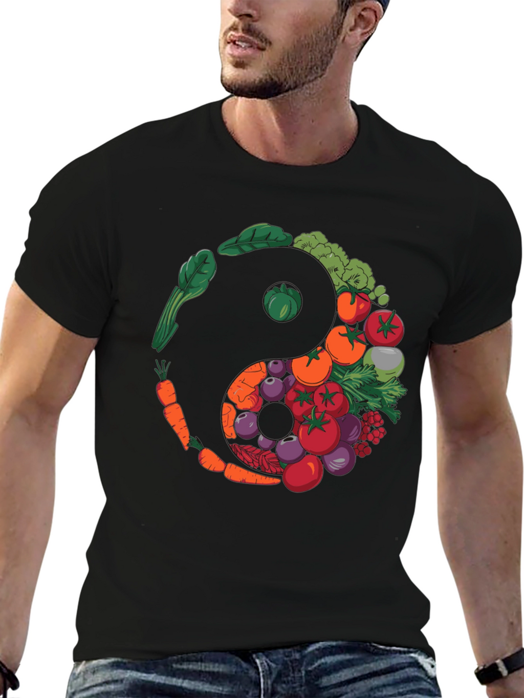 Yin Yang Vegetables Graphic T-Shirt
