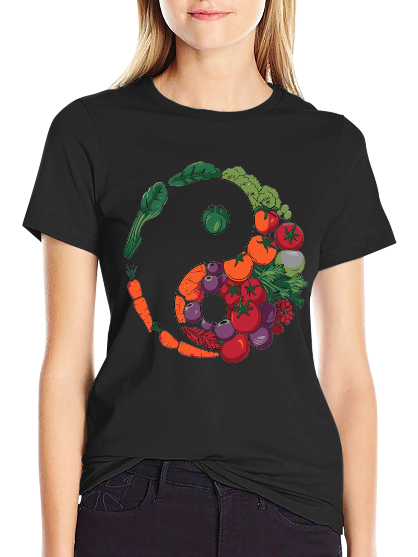 Yin Yang Vegetables Graphic T-Shirt