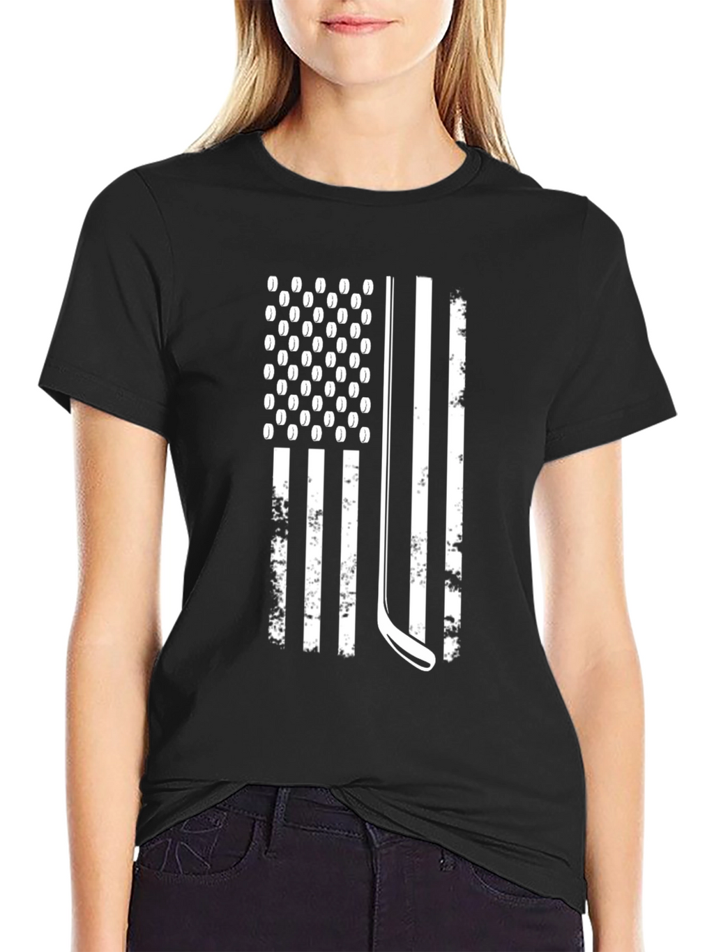 Hockey American Flag Graphic Tee