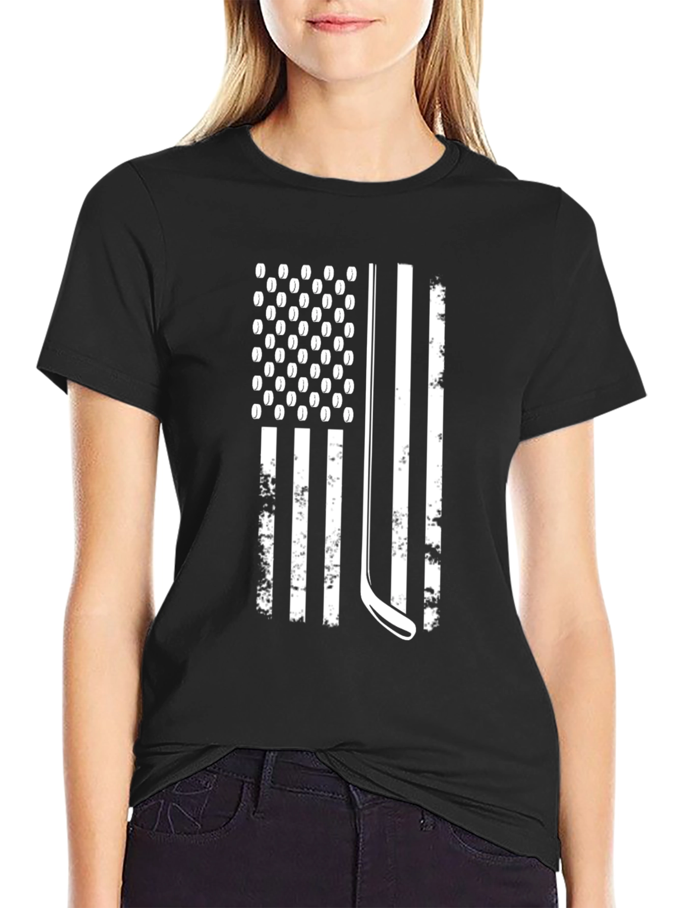 Hockey American Flag Graphic Tee