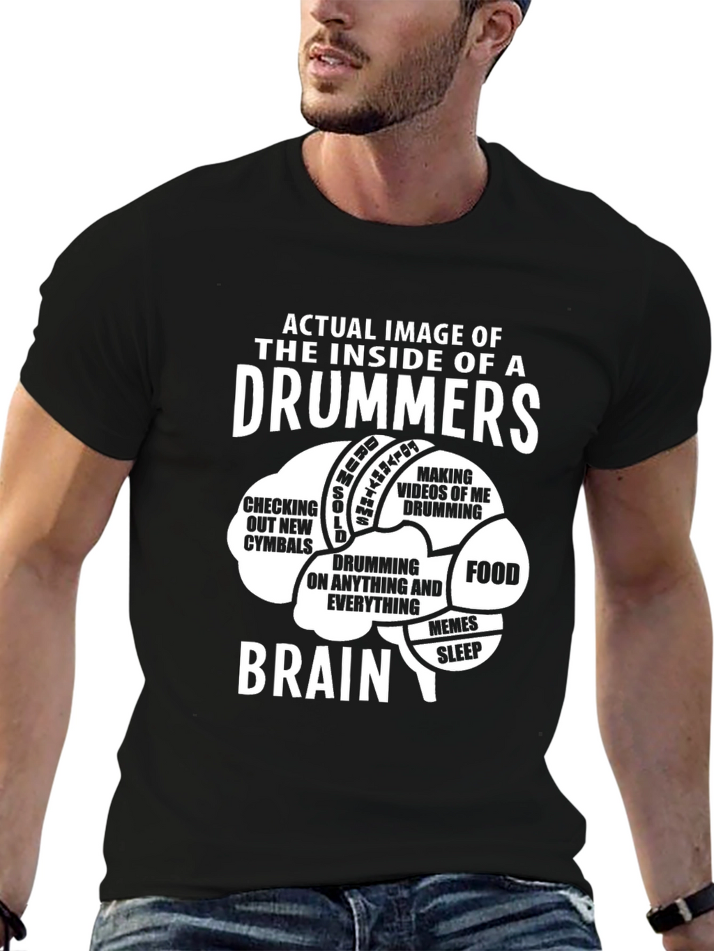 Drummer Brain T-Shirt - Funny Music Lover Tee