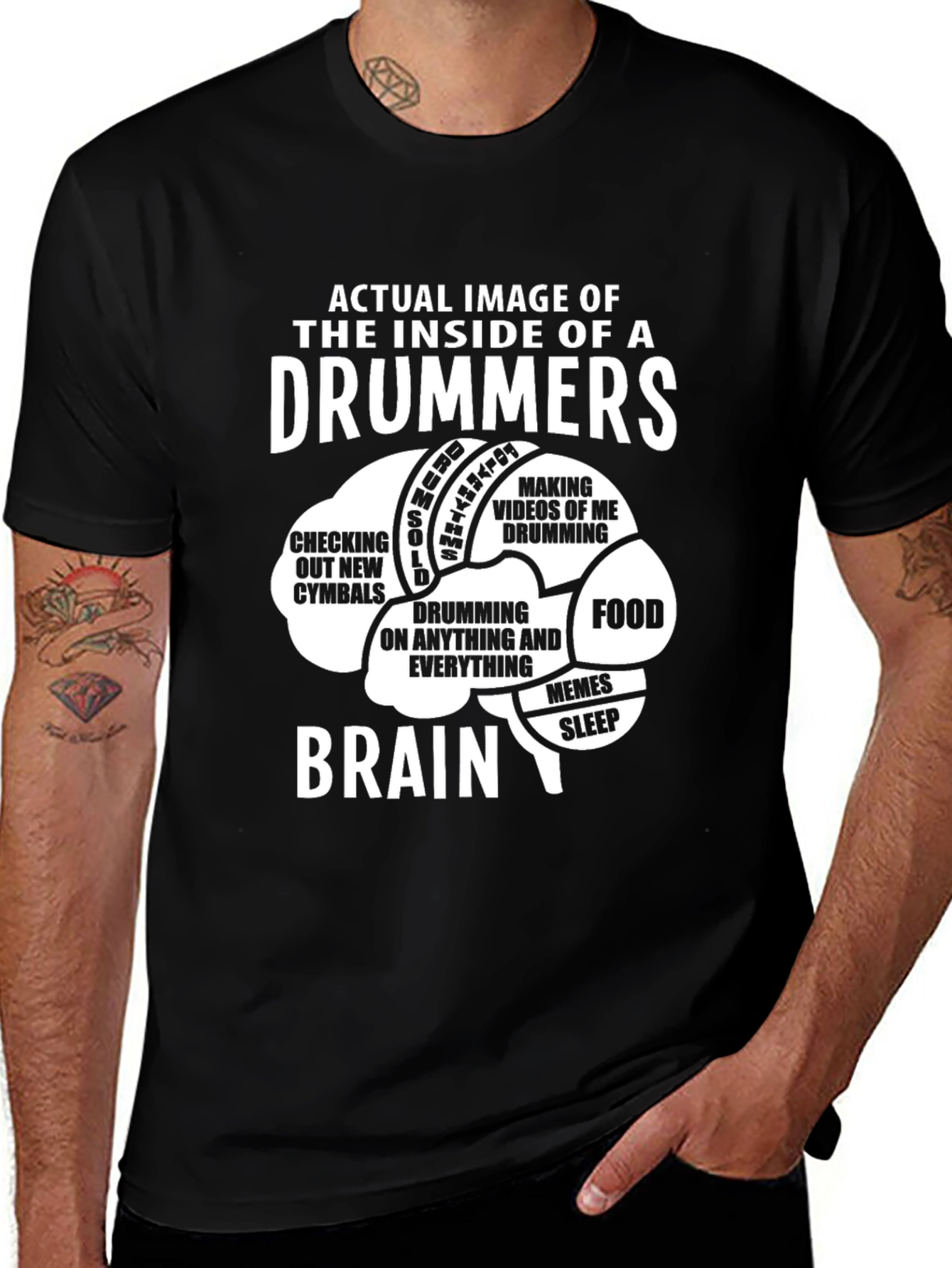 Drummer Brain T-Shirt - Funny Music Lover Tee