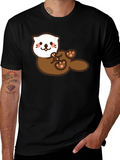 Cute Otter Graphic Tee - Soft Black Cotton