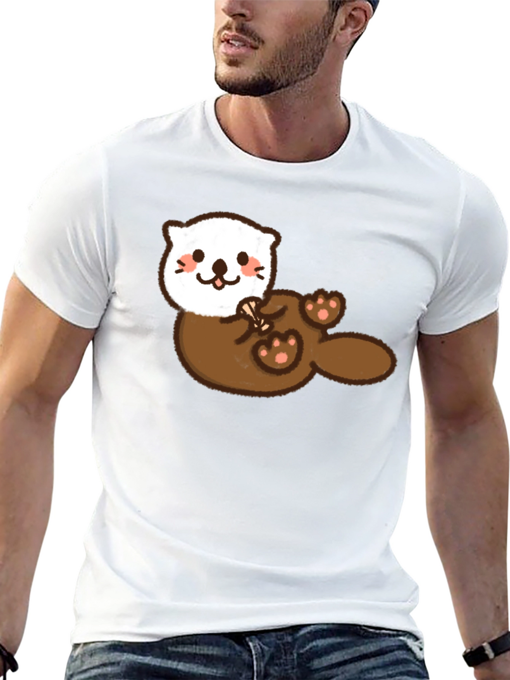 Cute Otter Graphic Tee - Soft Black Cotton