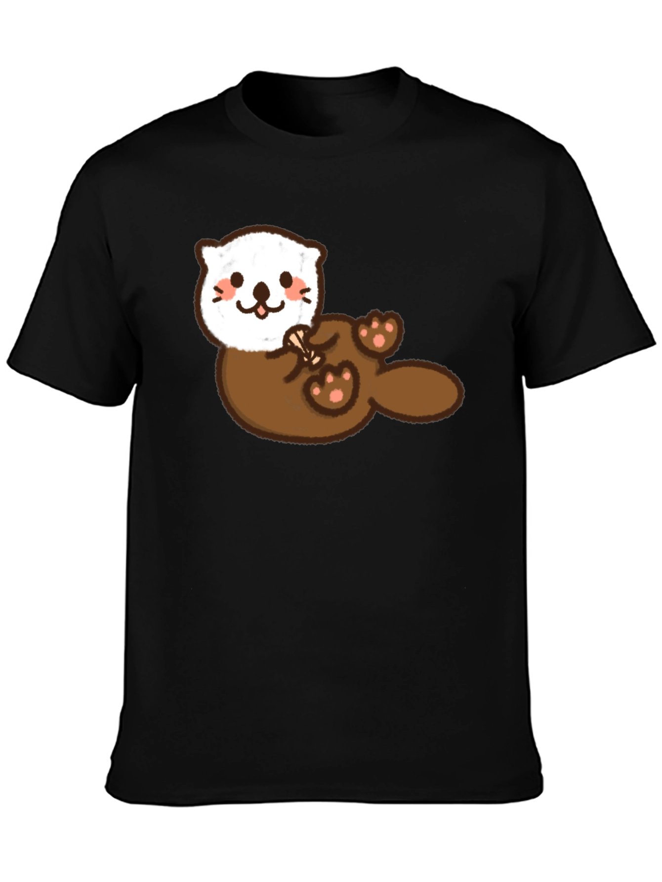 Cute Otter Graphic Tee - Soft Black Cotton