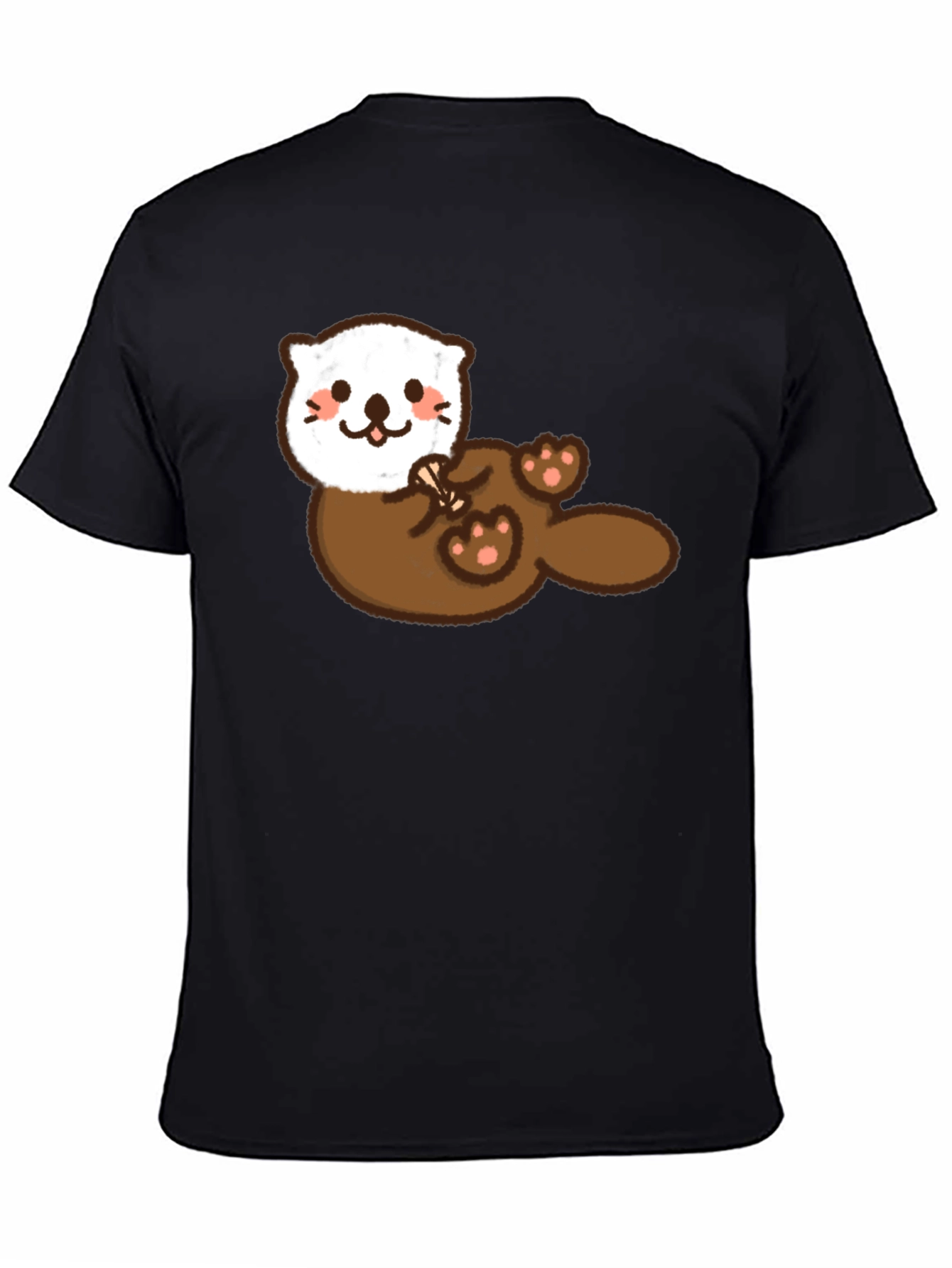 Cute Otter Graphic Tee - Soft Black Cotton