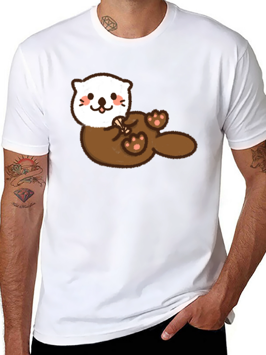 Cute Otter Graphic Tee - Soft Black Cotton
