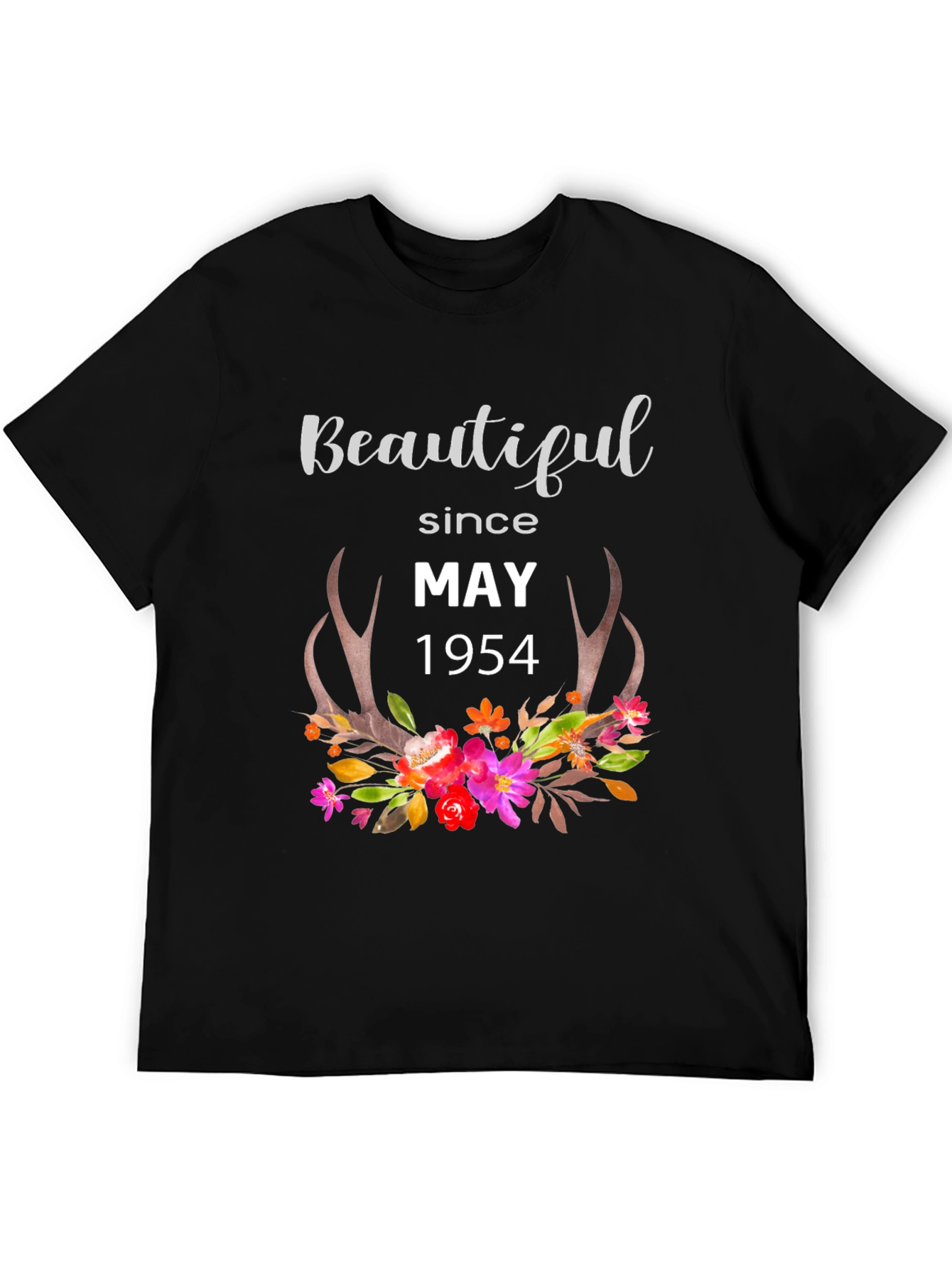 Beautiful Since May 1954 Floral Antler T-Shirt