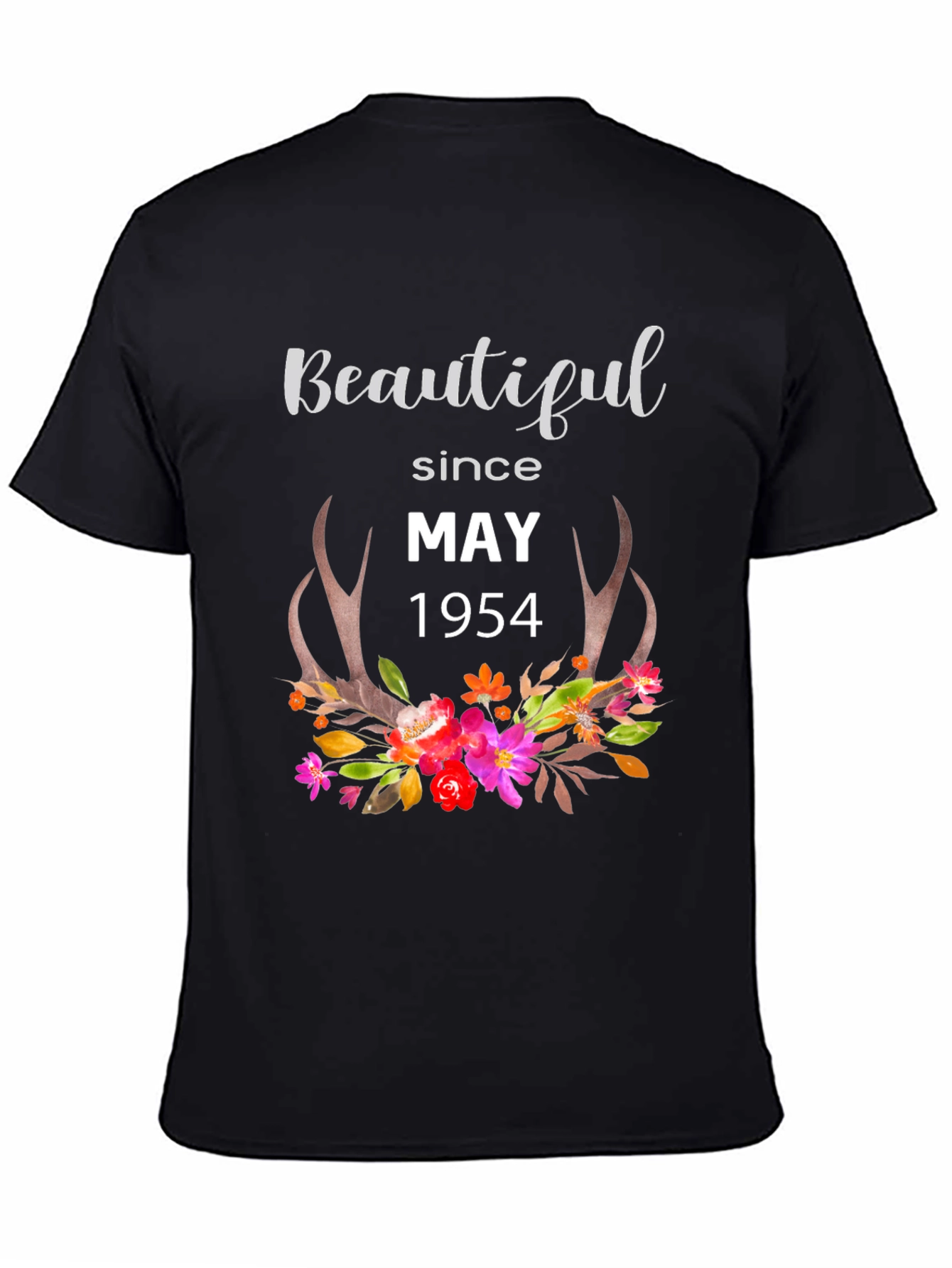Beautiful Since May 1954 Floral Antler T-Shirt