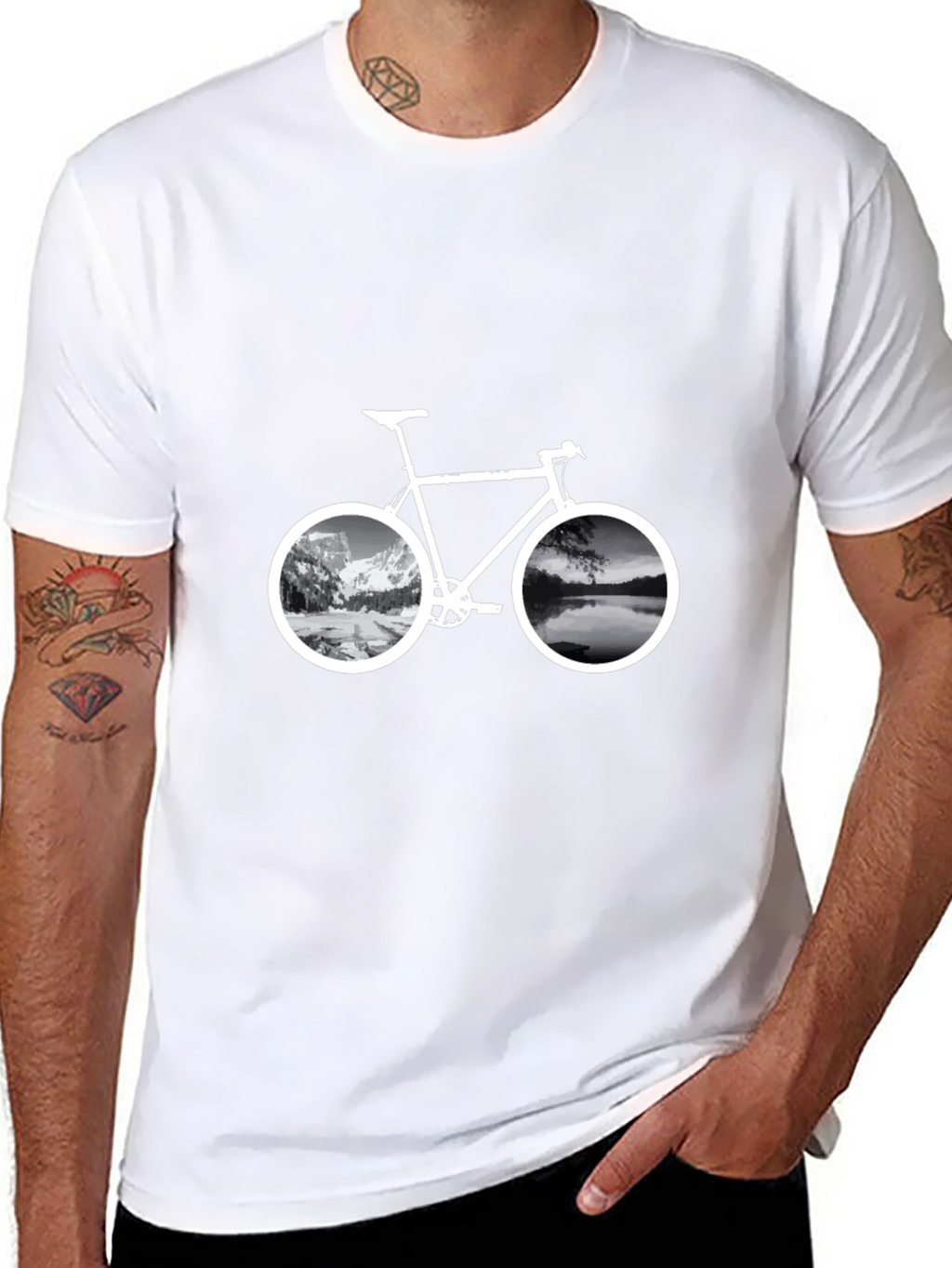 Mountain & Lake Bike Graphic T-Shirt