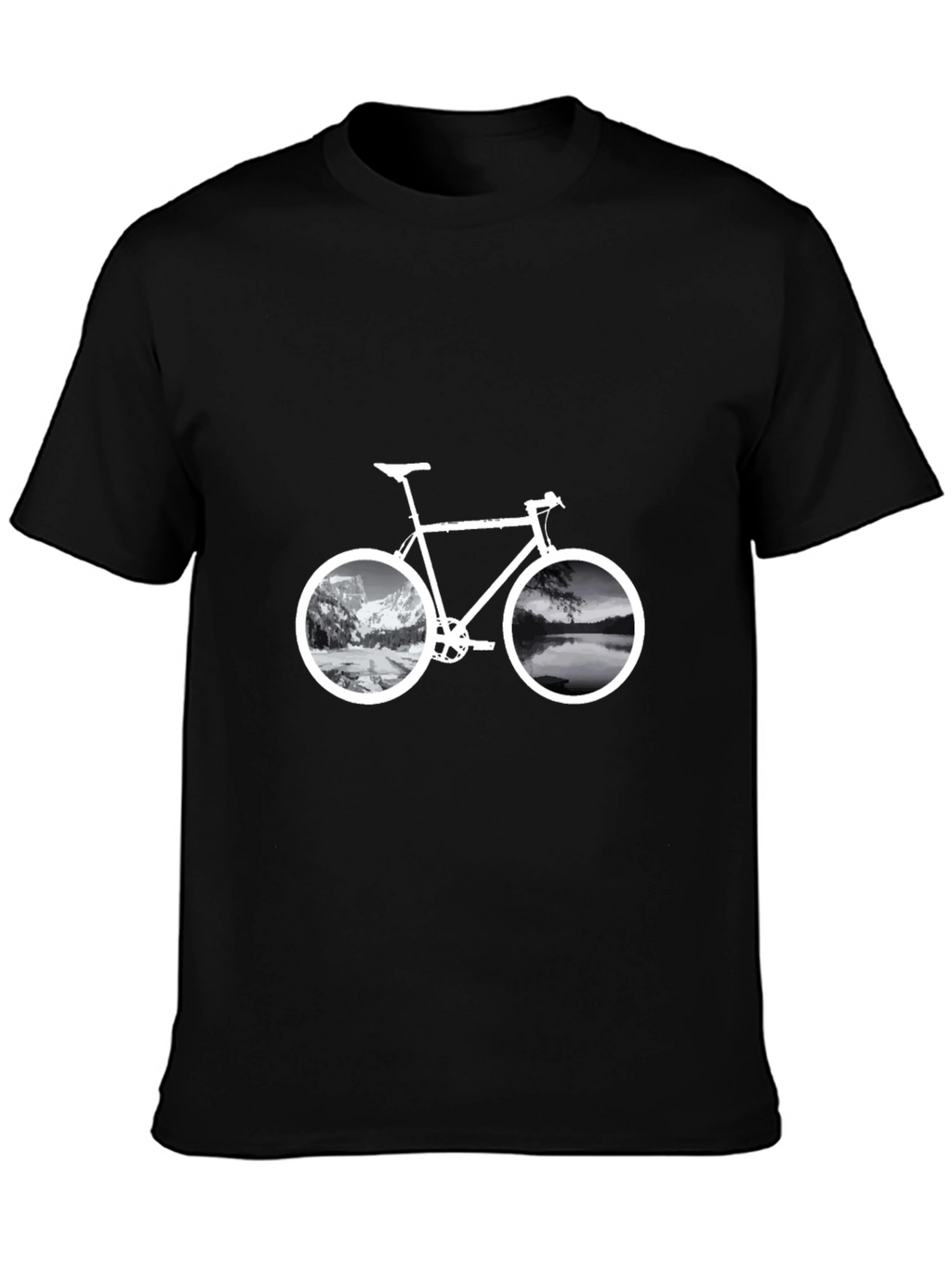 Mountain & Lake Bike Graphic T-Shirt