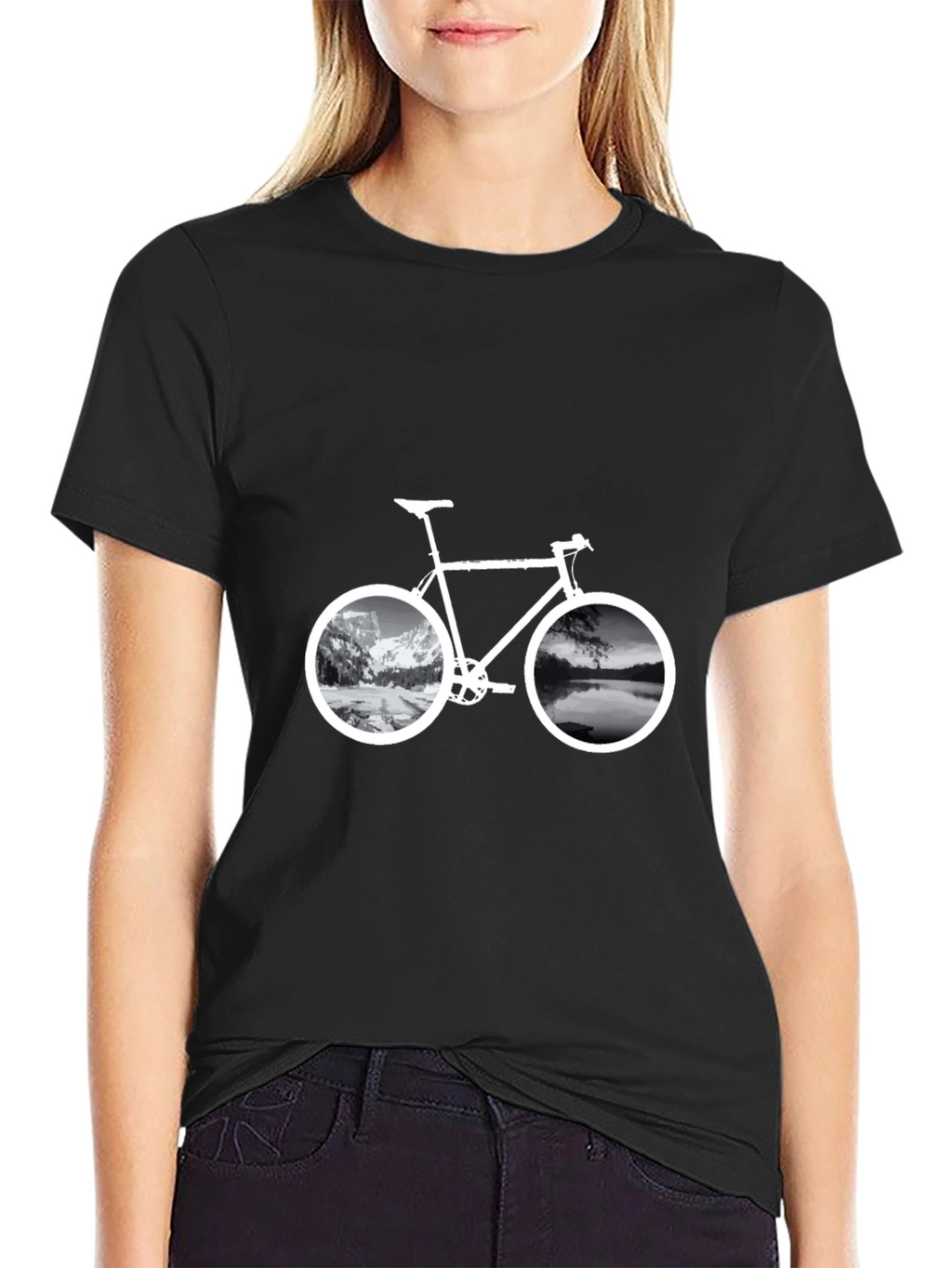 Mountain & Lake Bike Graphic T-Shirt